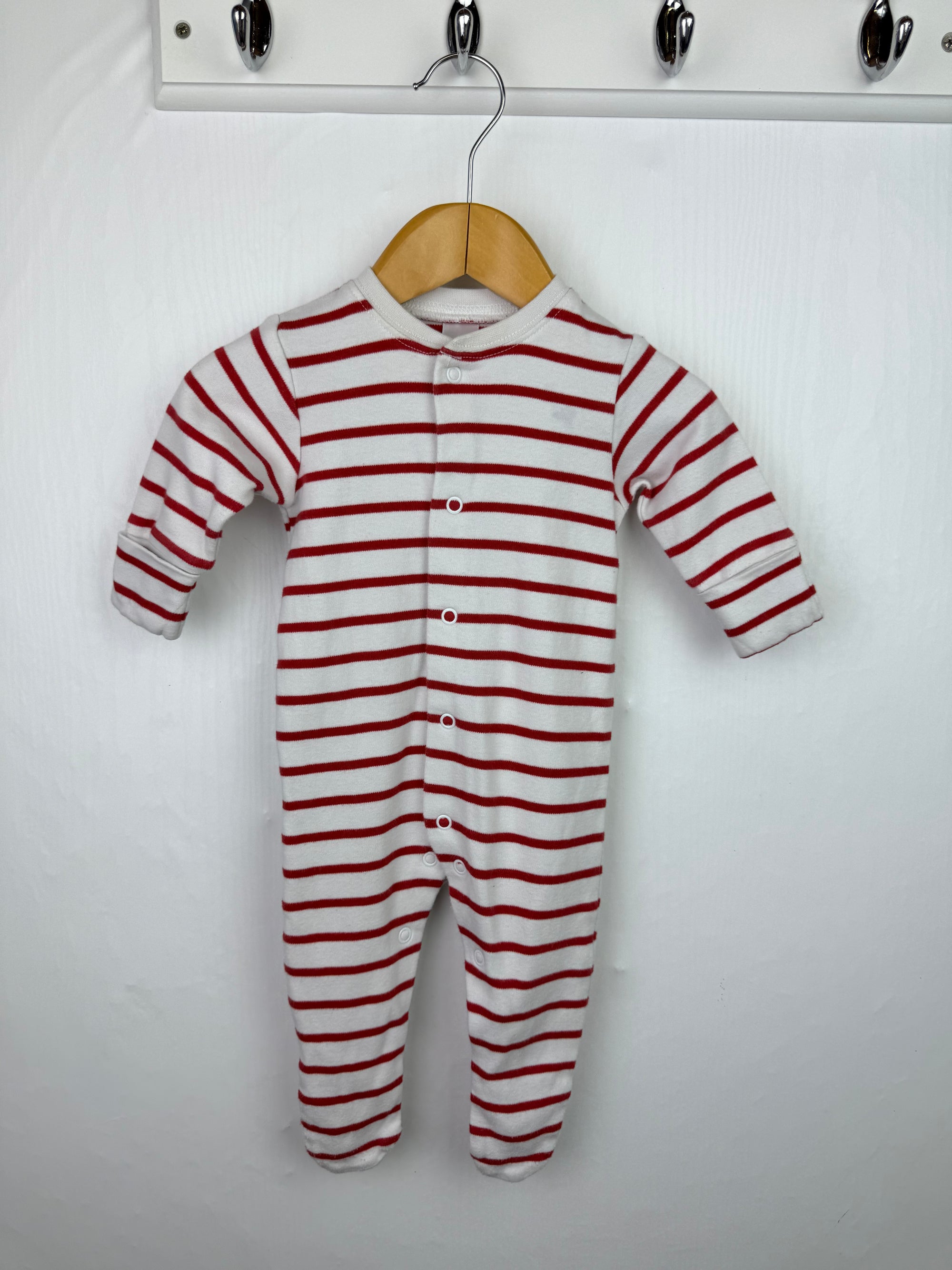 Next Red Striped Sleepsuit - Unisex 0-3 Months