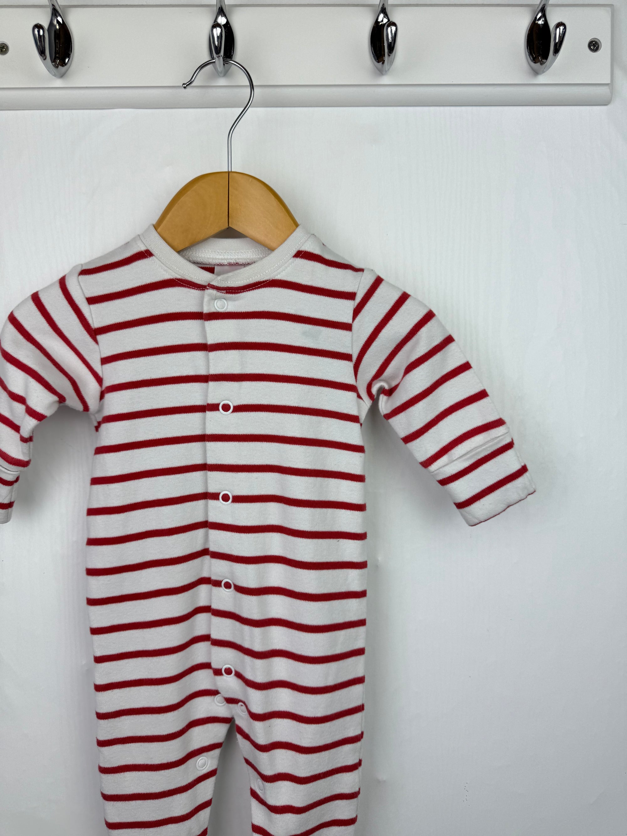 Next Red Striped Sleepsuit - Unisex 0-3 Months