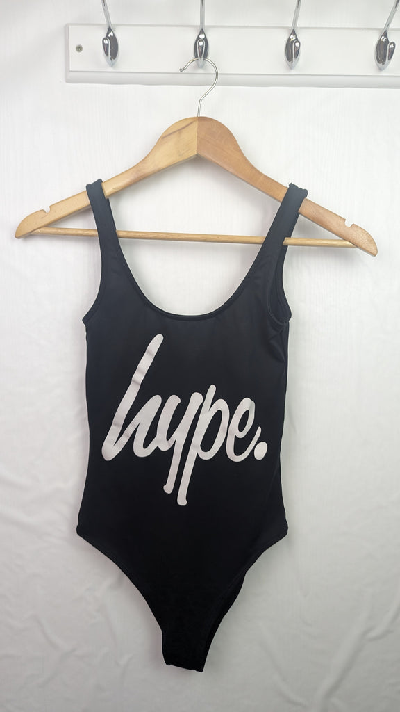 Hype Black Logo Swimsuit - Girls 11-12 Years Hype Used, Preloved, Preworn & Second Hand Baby, Kids & Children's Clothing UK Online. Cheap affordable. Brands including Next, Joules, Nutmeg, TU, F&F, H&M.
