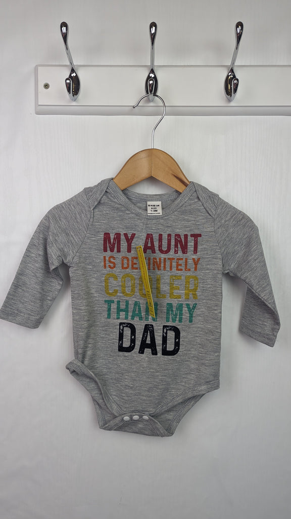 New Shein Aunt Cooler than my dad bodysuit - Unisex 0-3 Months Shein Used, Preloved, Preworn & Second Hand Baby, Kids & Children's Clothing UK Online. Cheap affordable. Brands including Next, Joules, Nutmeg, TU, F&F, H&M.