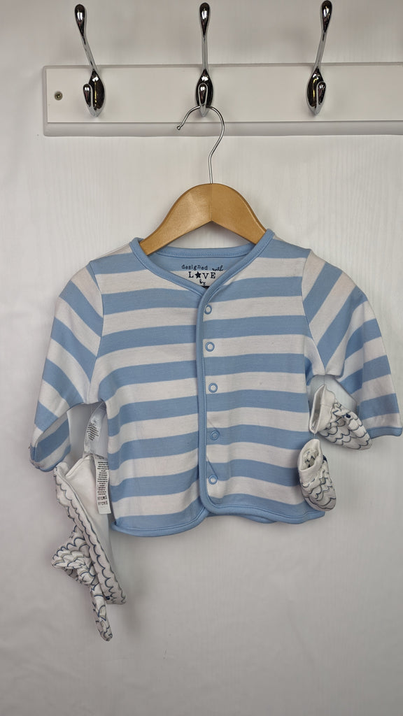 NEW F&F Stripe Cardigan, Mitts & Hat - Boys 0-3 Months F&F Used, Preloved, Preworn & Second Hand Baby, Kids & Children's Clothing UK Online. Cheap affordable. Brands including Next, Joules, Nutmeg, TU, F&F, H&M.