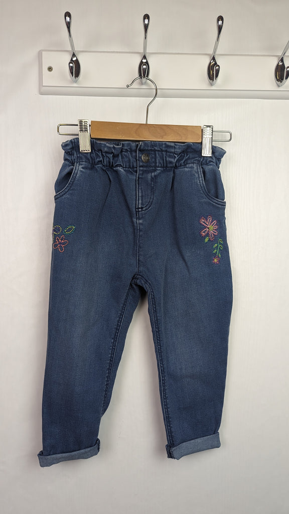 TU Floral Denim Paperbag Jeans - Girls 2-3 Years TU Used, Preloved, Preworn & Second Hand Baby, Kids & Children's Clothing UK Online. Cheap affordable. Brands including Next, Joules, Nutmeg, TU, F&F, H&M.