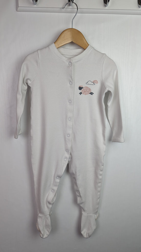 John Lewis White & Pink Sheep Sleepsuit - Baby Girls 9-12 Months John Lewis Used, Preloved, Preworn & Second Hand Baby, Kids & Children's Clothing UK Online. Cheap affordable. Brands including Next, Joules, Nutmeg, TU, F&F, H&M.