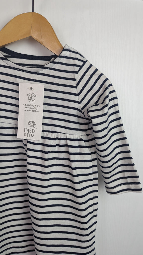 NEW F&F Navy & White Striped Dress - Girls 3-6 Months F&F Used, Preloved, Preworn & Second Hand Baby, Kids & Children's Clothing UK Online. Cheap affordable. Brands including Next, Joules, Nutmeg, TU, F&F, H&M.