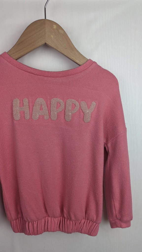 F&F Pink Happy Jumper - Girls 2-3 Years F&F Used, Preloved, Preworn & Second Hand Baby, Kids & Children's Clothing UK Online. Cheap affordable. Brands including Next, Joules, Nutmeg, TU, F&F, H&M.