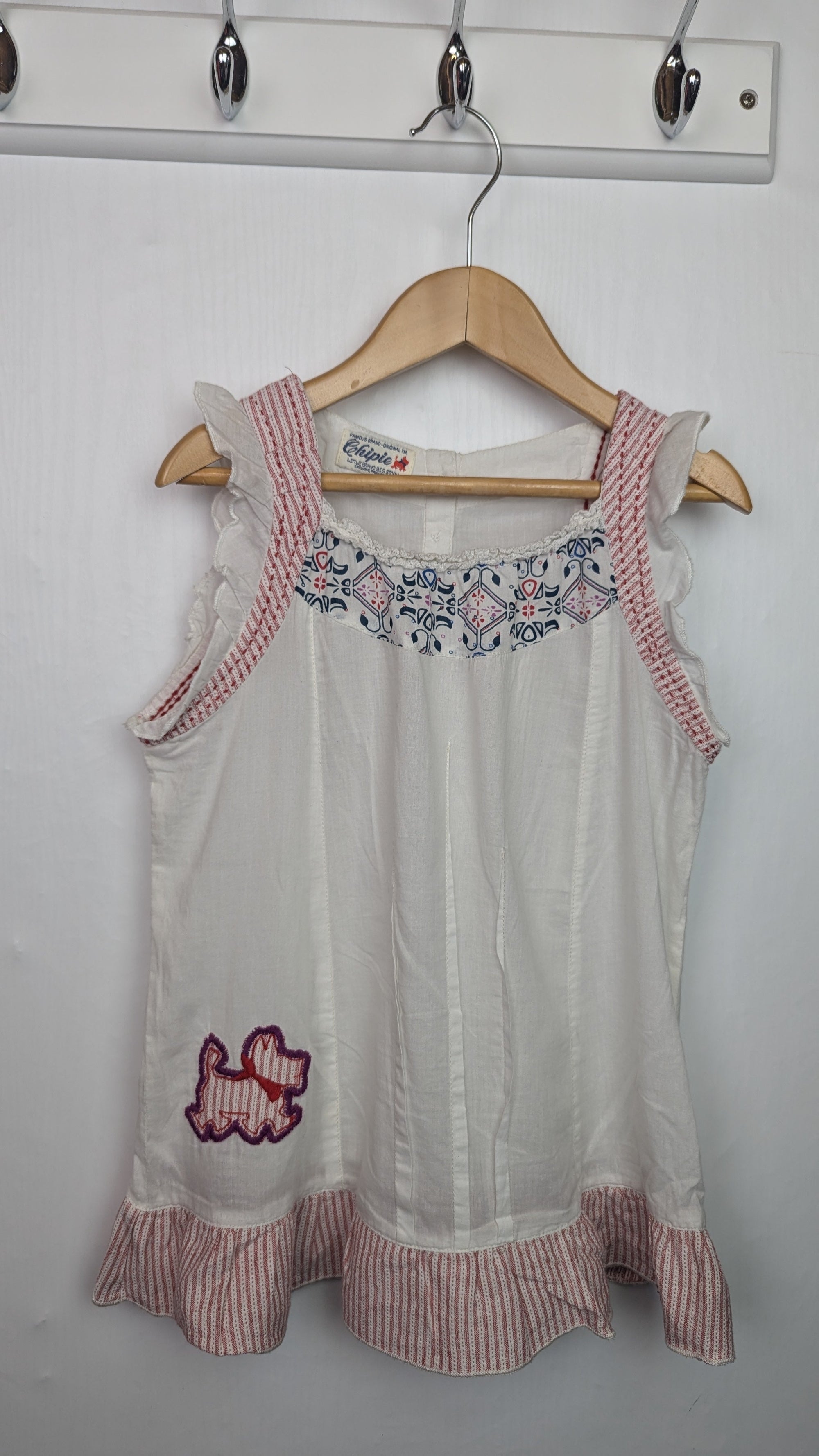 Chipie White Patterned Top - Girls 8 Years - Little Ones Preloved. Second Hand Children's & Preloved Baby, Kids, Girls & Boys Clothes. UK online
