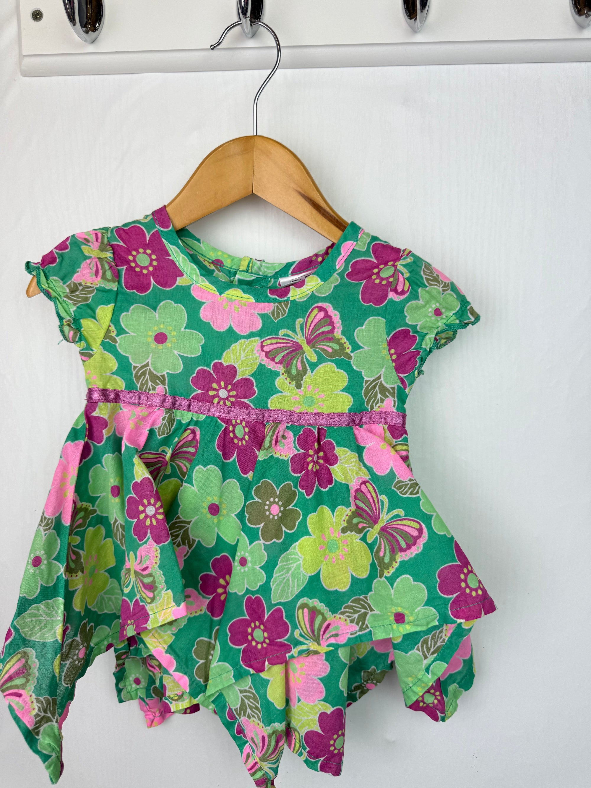 F&F Floral Hankerchief Dress - Baby Girls 0 - 3 Months - Little Ones Preloved. Second Hand Children's & Preloved Baby, Kids, Girls & Boys Clothes. UK online