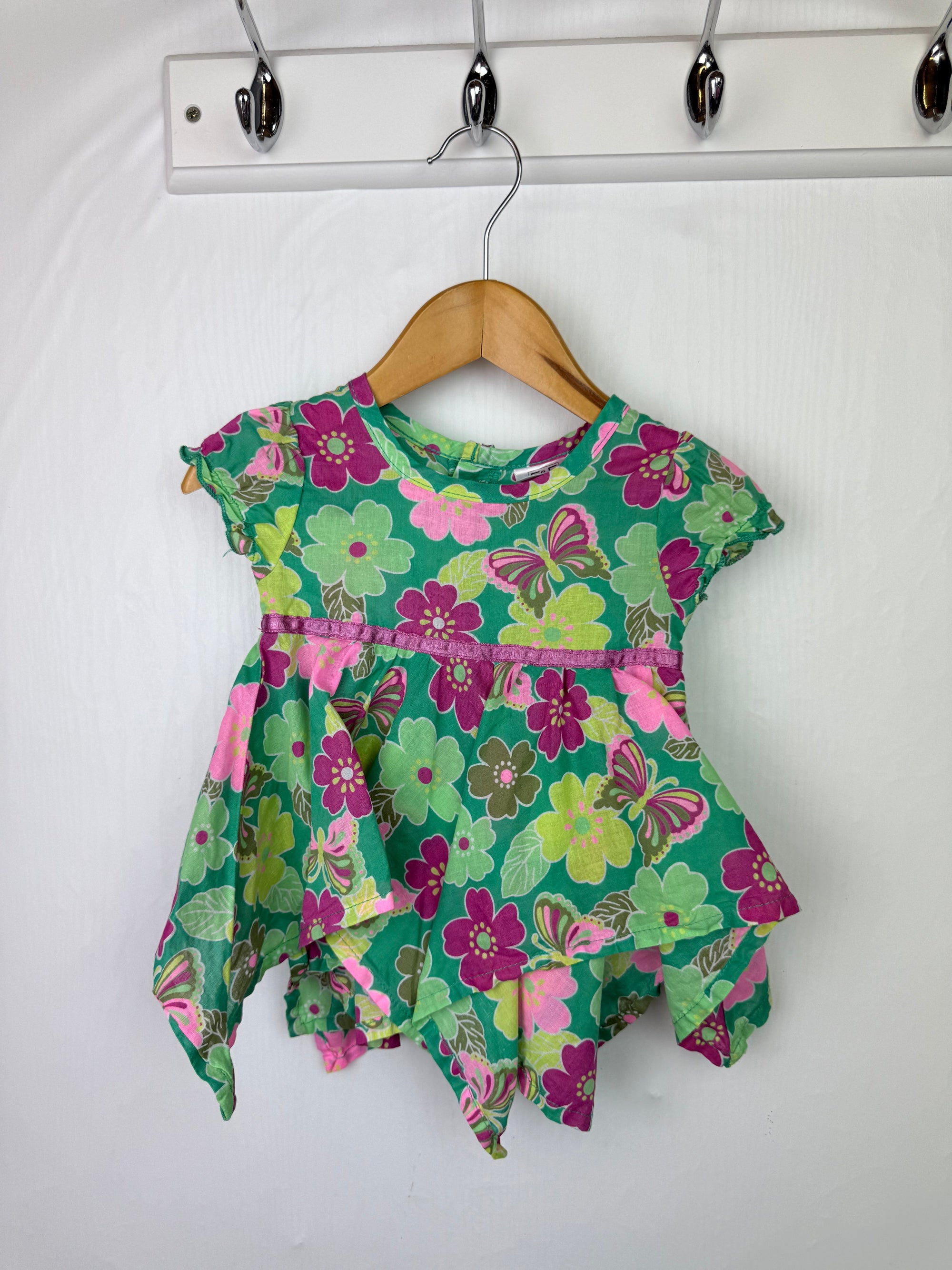 F&F Floral Hankerchief Dress - Baby Girls 0 - 3 Months - Little Ones Preloved. Second Hand Children's & Preloved Baby, Kids, Girls & Boys Clothes. UK online