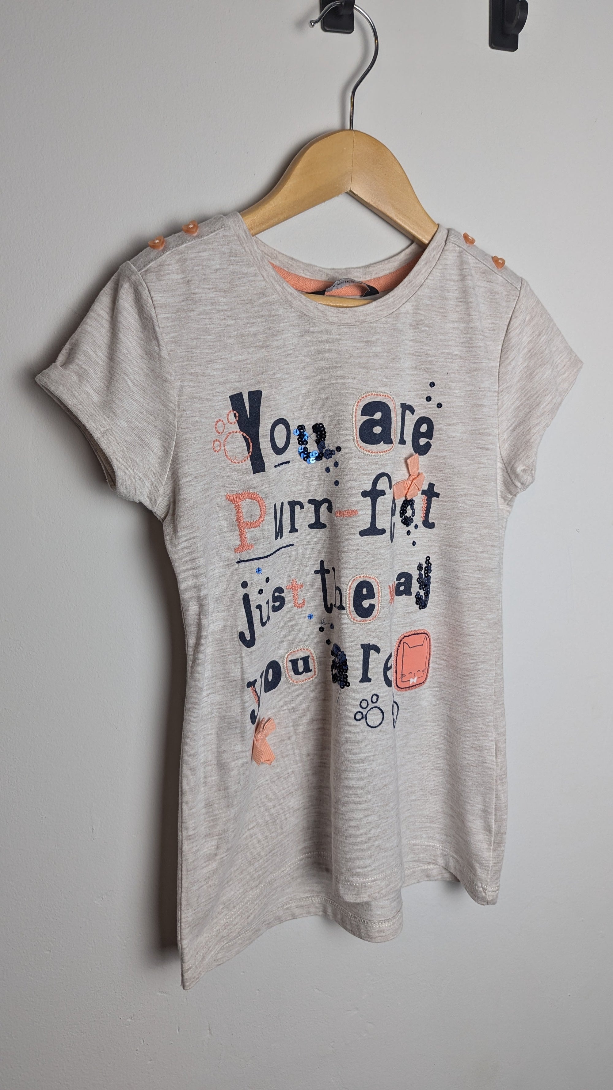 George Beige 'Purr - Fect' Top - Girls 6 - 7 Years - Little Ones Preloved. Second Hand Children's & Preloved Baby, Kids, Girls & Boys Clothes. UK online