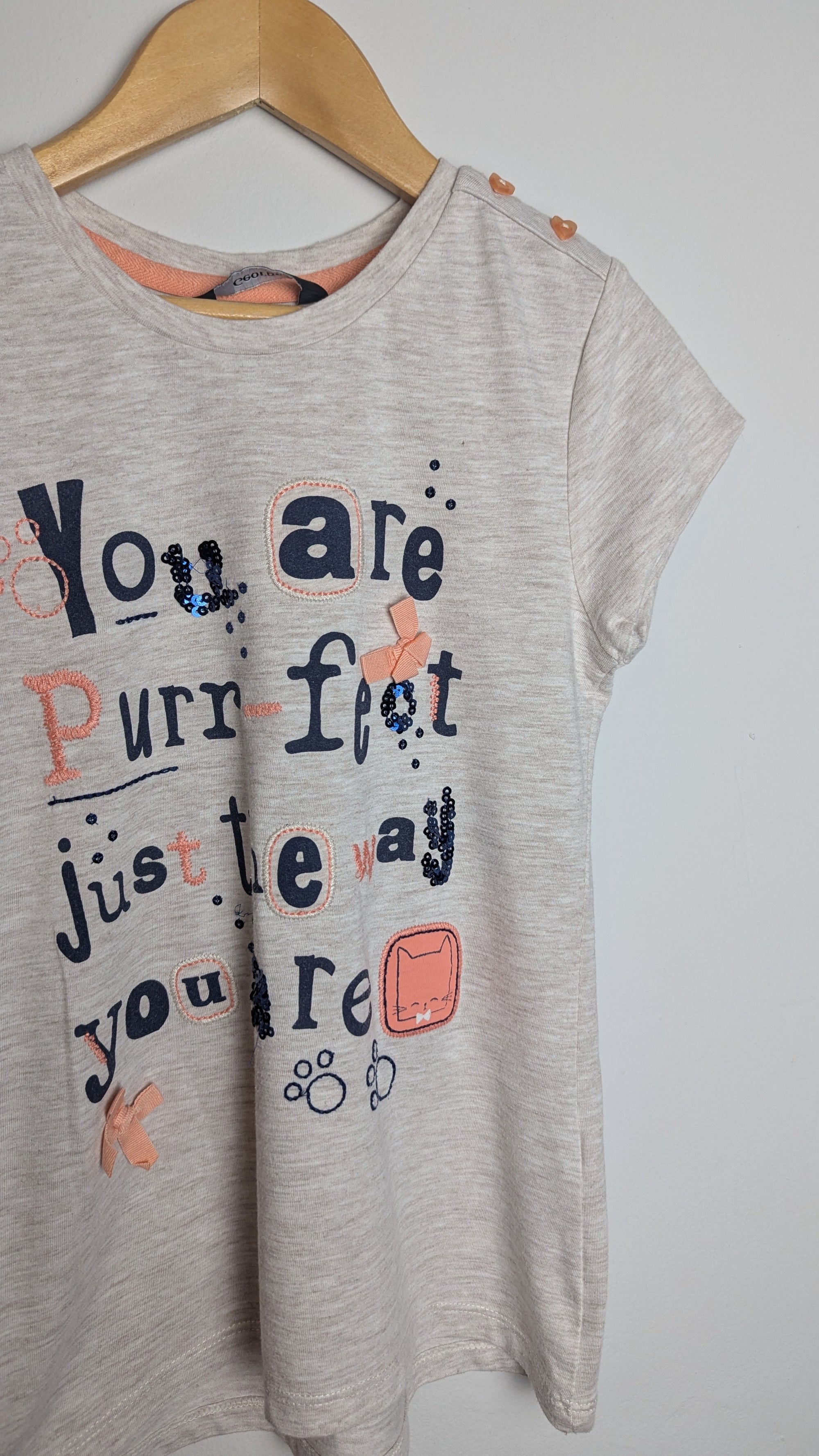 George Beige 'Purr - Fect' Top - Girls 6 - 7 Years - Little Ones Preloved. Second Hand Children's & Preloved Baby, Kids, Girls & Boys Clothes. UK online