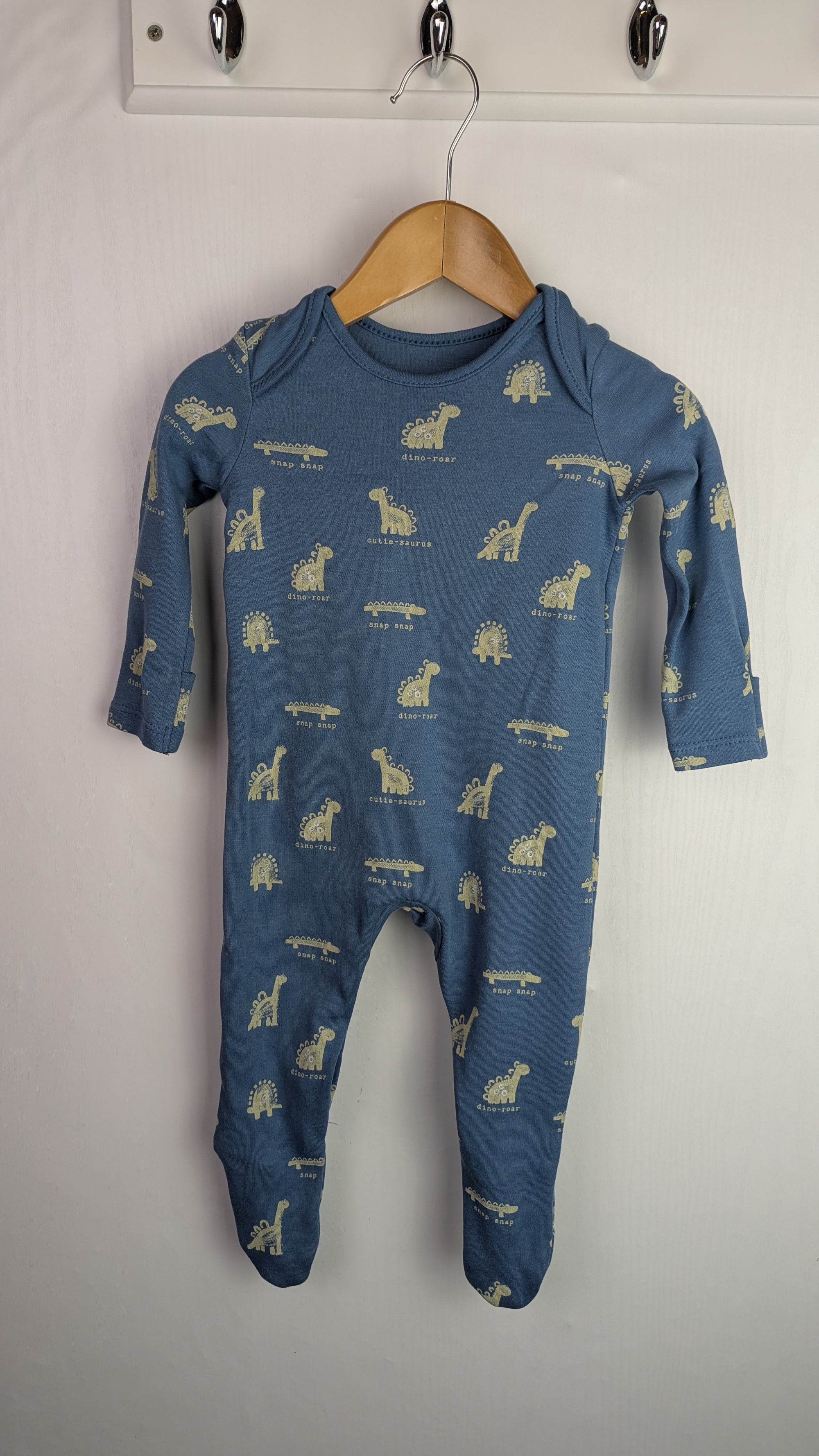 George Blue Dinosaur Sleepsuit - Boys 3 - 6 Months - Little Ones Preloved. Second Hand Children's & Preloved Baby, Kids, Girls & Boys Clothes. UK online