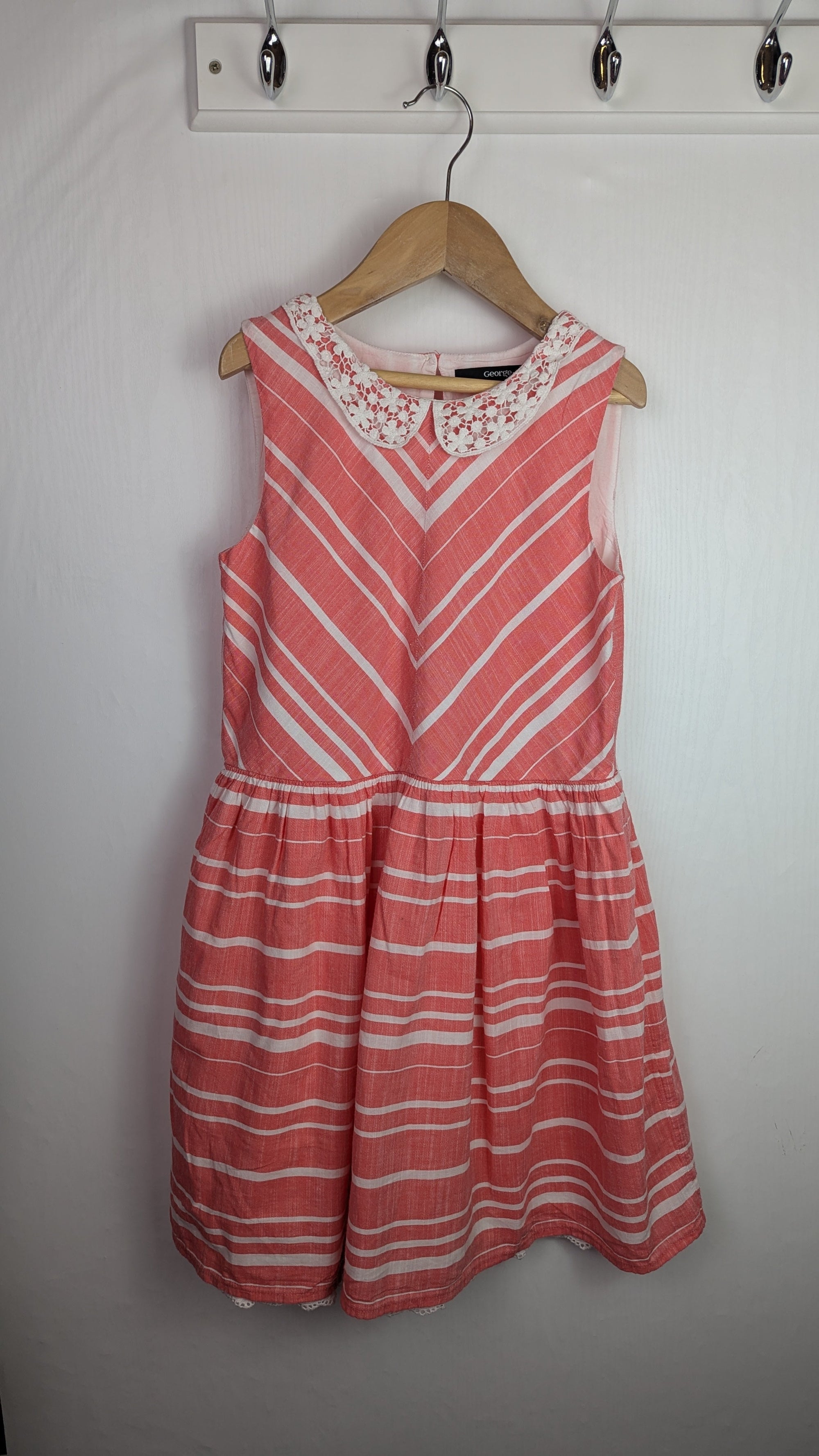 George Peach Striped Layered Dress - Girls 8 - 9 Years - Little Ones Preloved. Second Hand Children's & Preloved Baby, Kids, Girls & Boys Clothes. UK online
