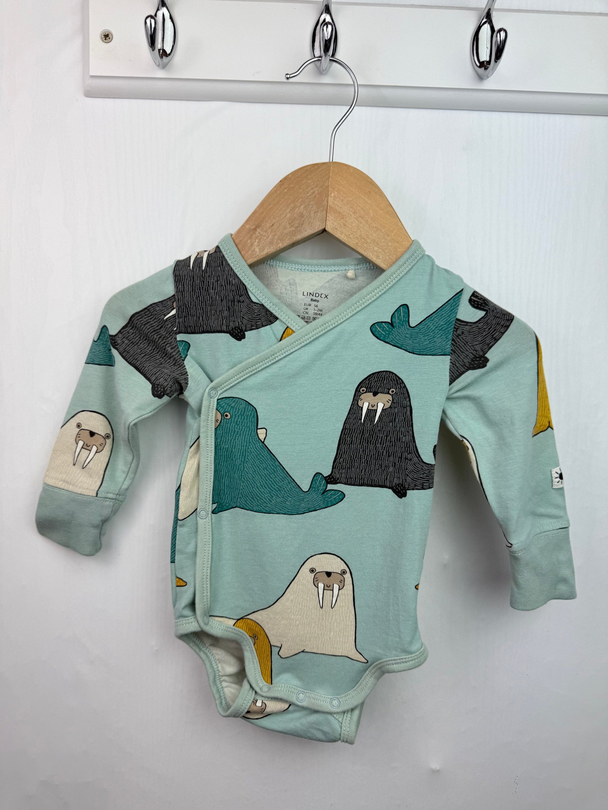 Lindex Wrap Walrus Bodysuit - Unisex 1 - 2 Months - Little Ones Preloved. Second Hand Children's & Preloved Baby, Kids, Girls & Boys Clothes. UK online