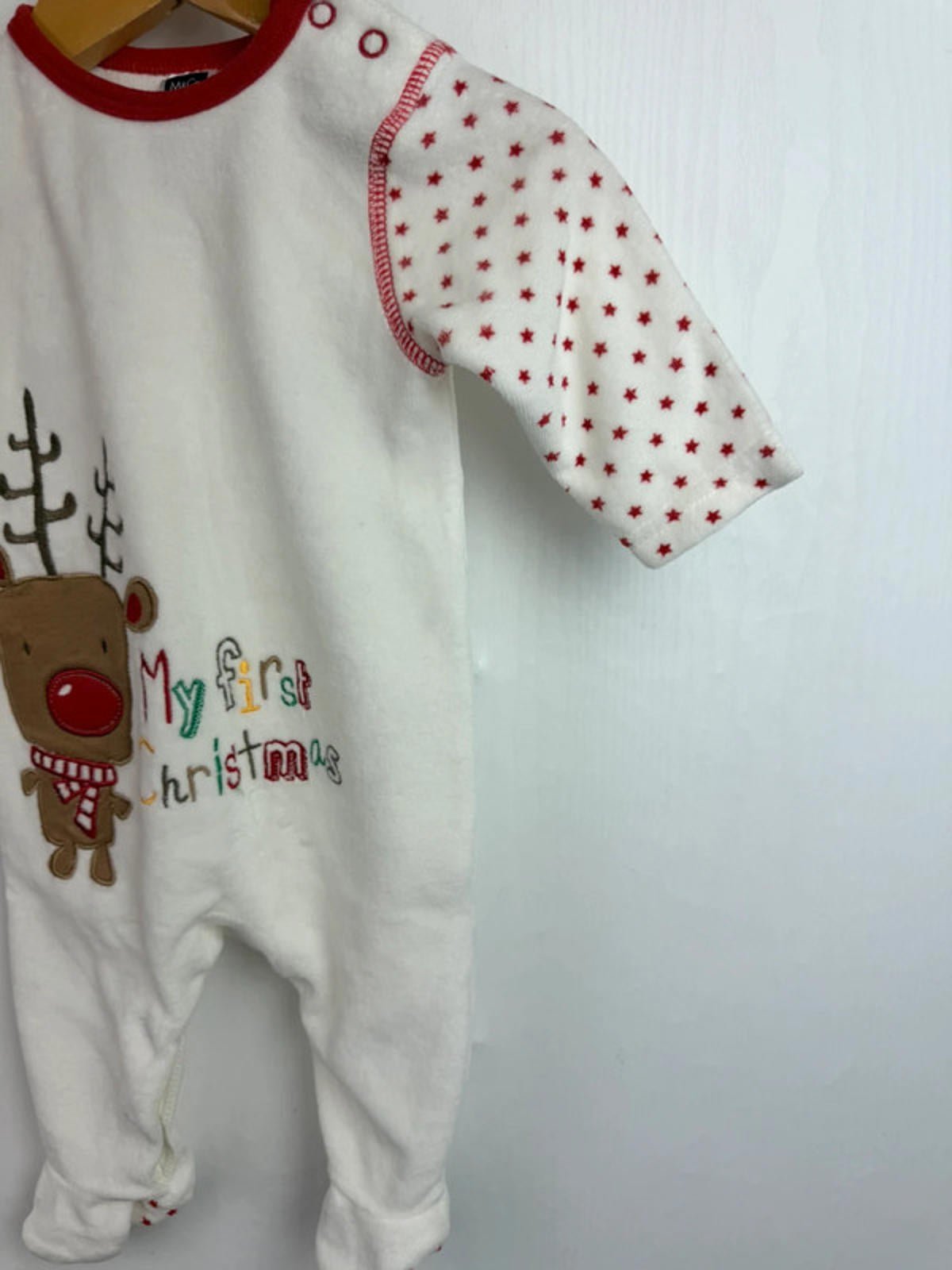 M&Co My First Christmas Sleepsuit - Unisex 0 - 3 Months - Little Ones Preloved. Second Hand Children's & Preloved Baby, Kids, Girls & Boys Clothes. UK online