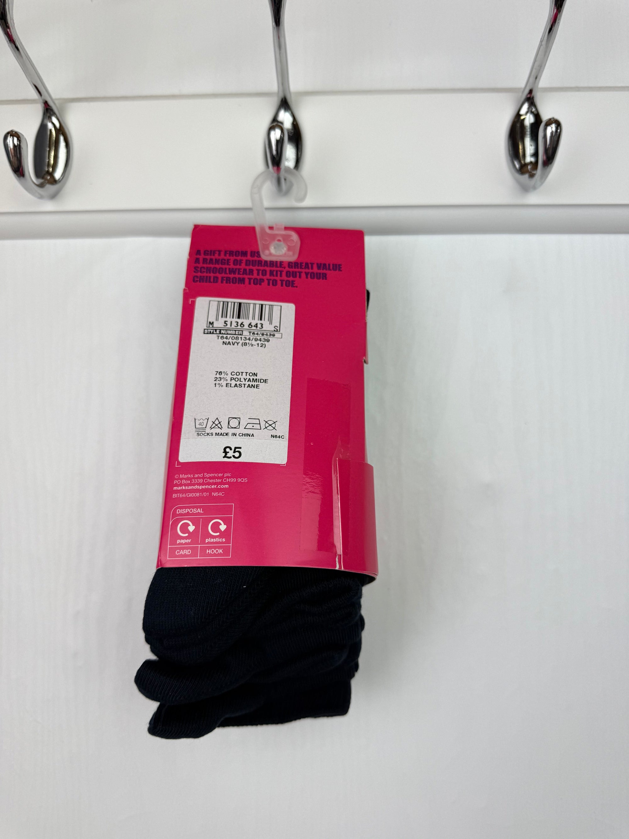 NEW M&S Navy Cotton Rich School Knee Socks - Girls 3 - 6 Years - Little Ones Preloved. Second Hand Children's & Preloved Baby, Kids, Girls & Boys Clothes. UK online