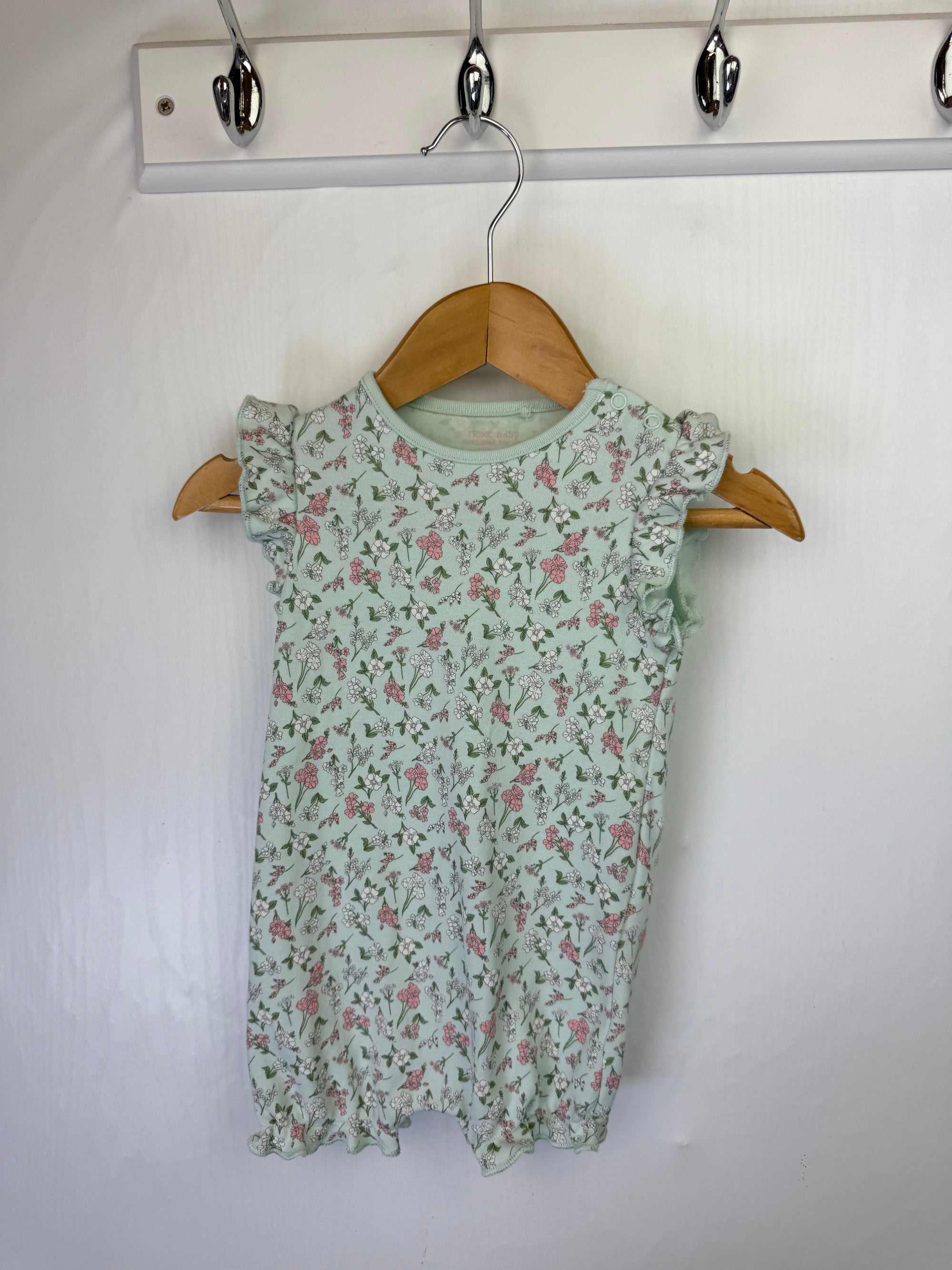 Next Green Floral Romper - Baby Girls 0 - 3 Months - Little Ones Preloved. Second Hand Children's & Preloved Baby, Kids, Girls & Boys Clothes. UK online