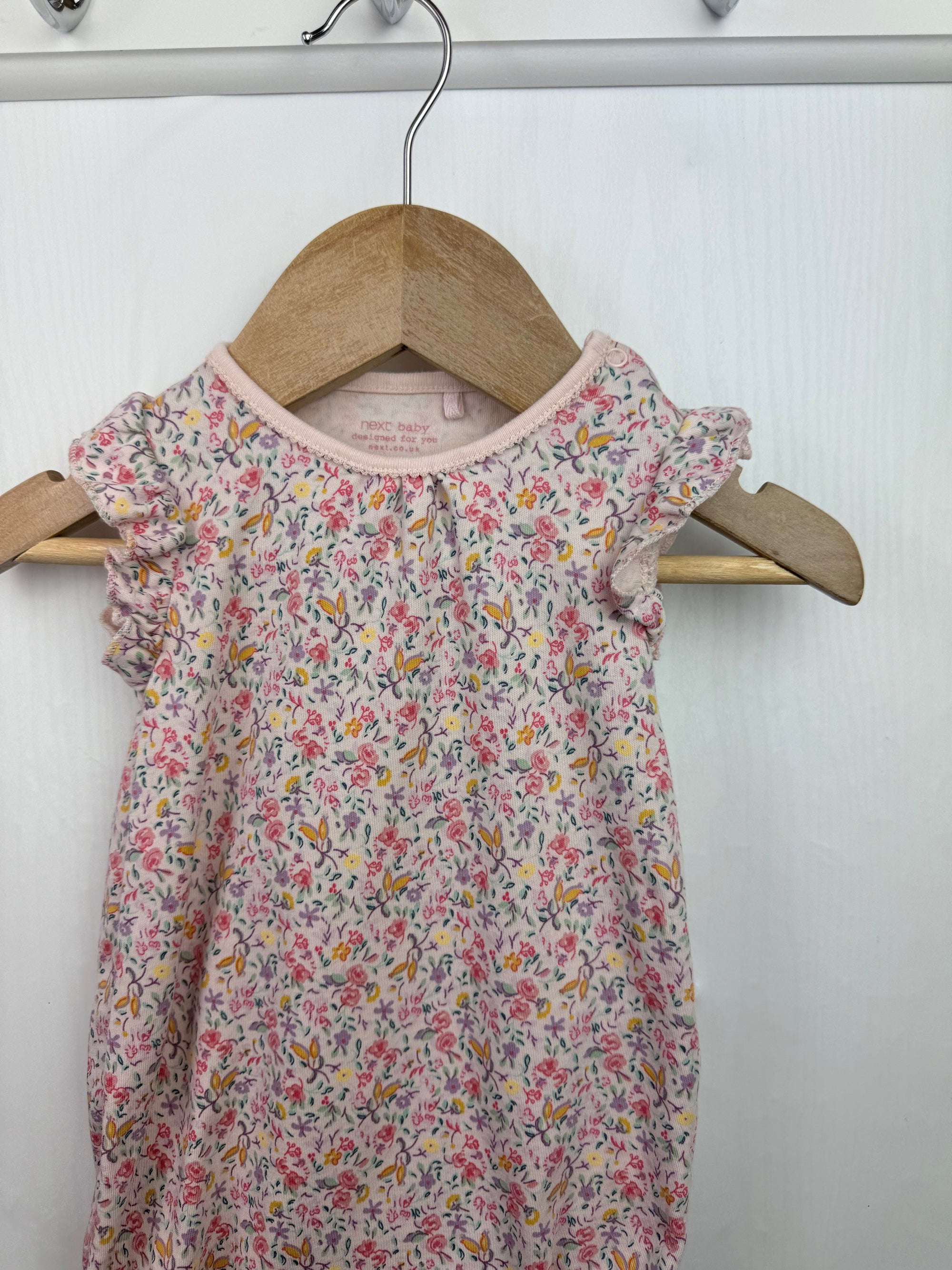 Next Pink Floral Romper - Baby Girls 0 - 3 Months - Little Ones Preloved. Second Hand Children's & Preloved Baby, Kids, Girls & Boys Clothes. UK online