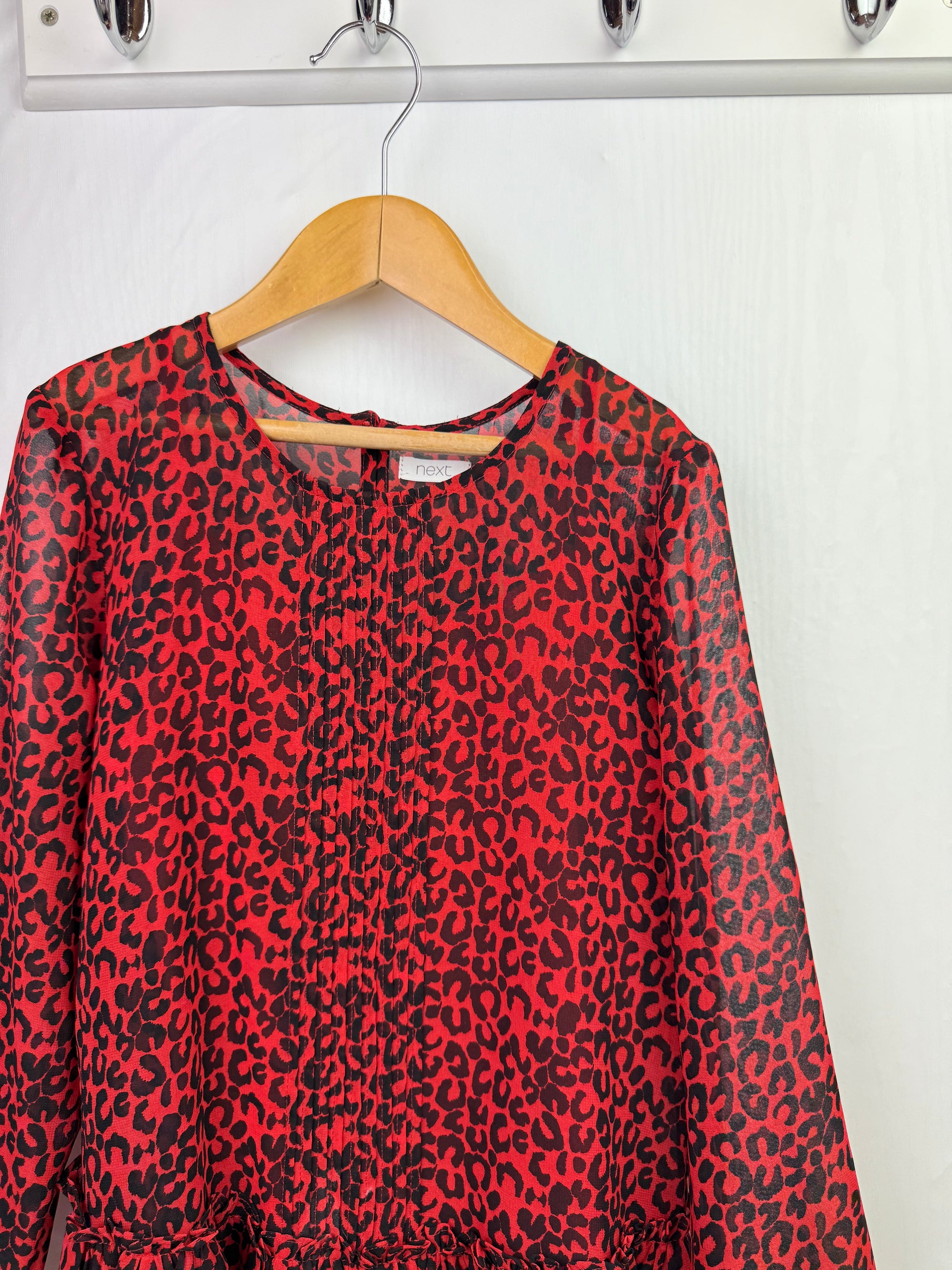 Next Red Animal Print Long Sleeve Dress - Girls 8 Years - Little Ones Preloved. Second Hand Children's & Preloved Baby, Kids, Girls & Boys Clothes. UK online
