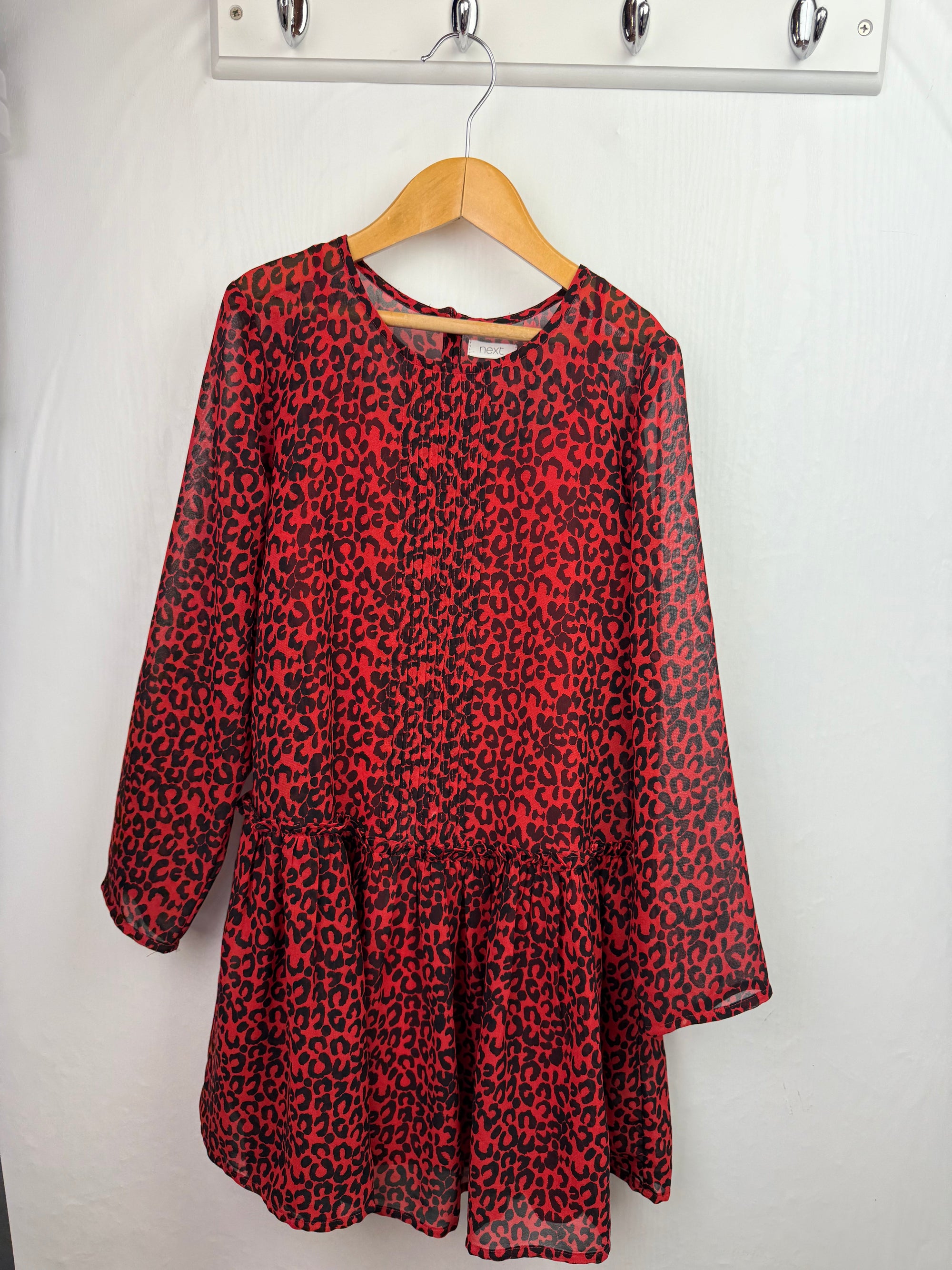 Next Red Animal Print Long Sleeve Dress - Girls 8 Years - Little Ones Preloved. Second Hand Children's & Preloved Baby, Kids, Girls & Boys Clothes. UK online