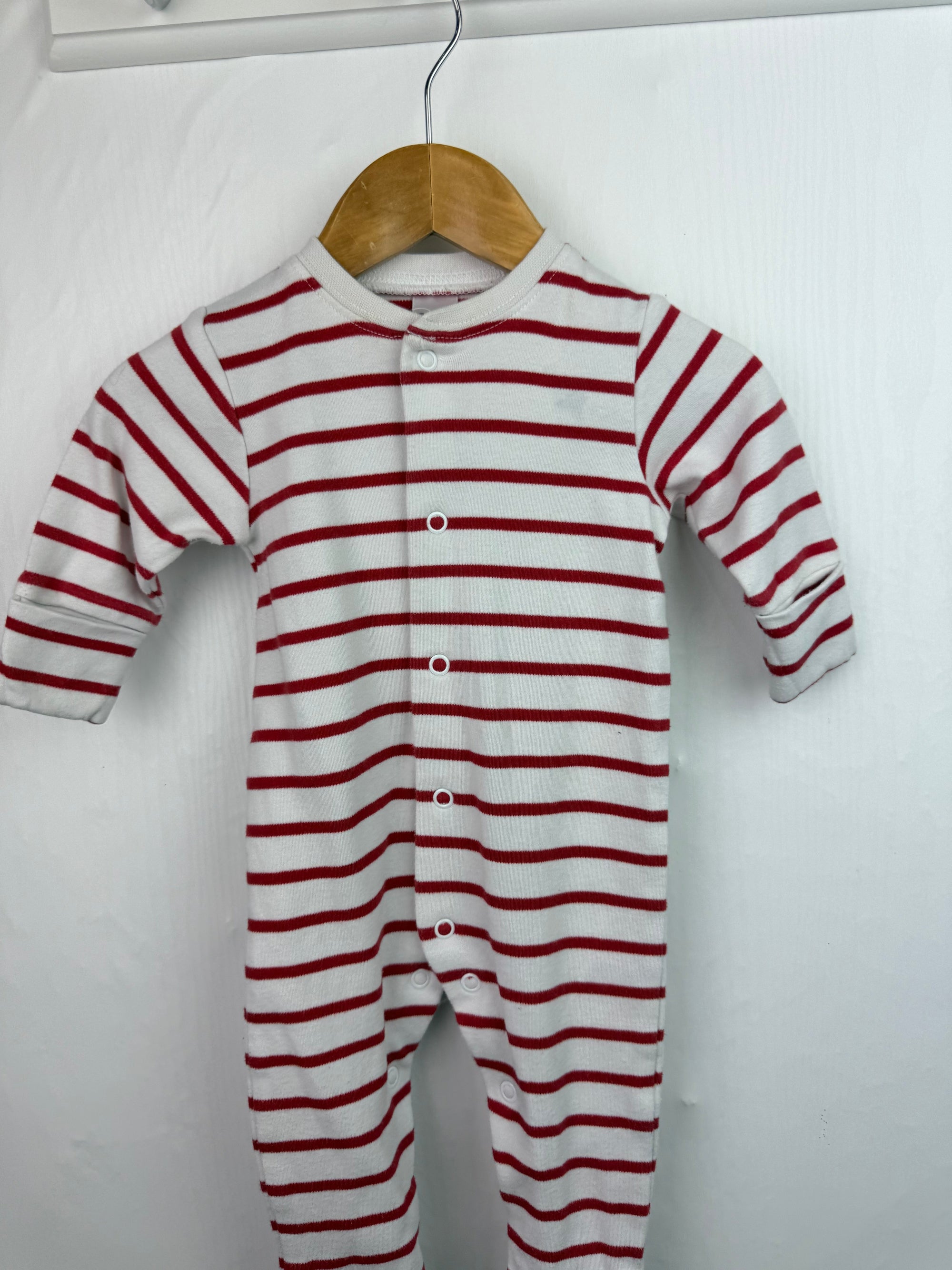 Next Red Striped Sleepsuit - Unisex 0 - 3 Months - Little Ones Preloved. Second Hand Children's & Preloved Baby, Kids, Girls & Boys Clothes. UK online