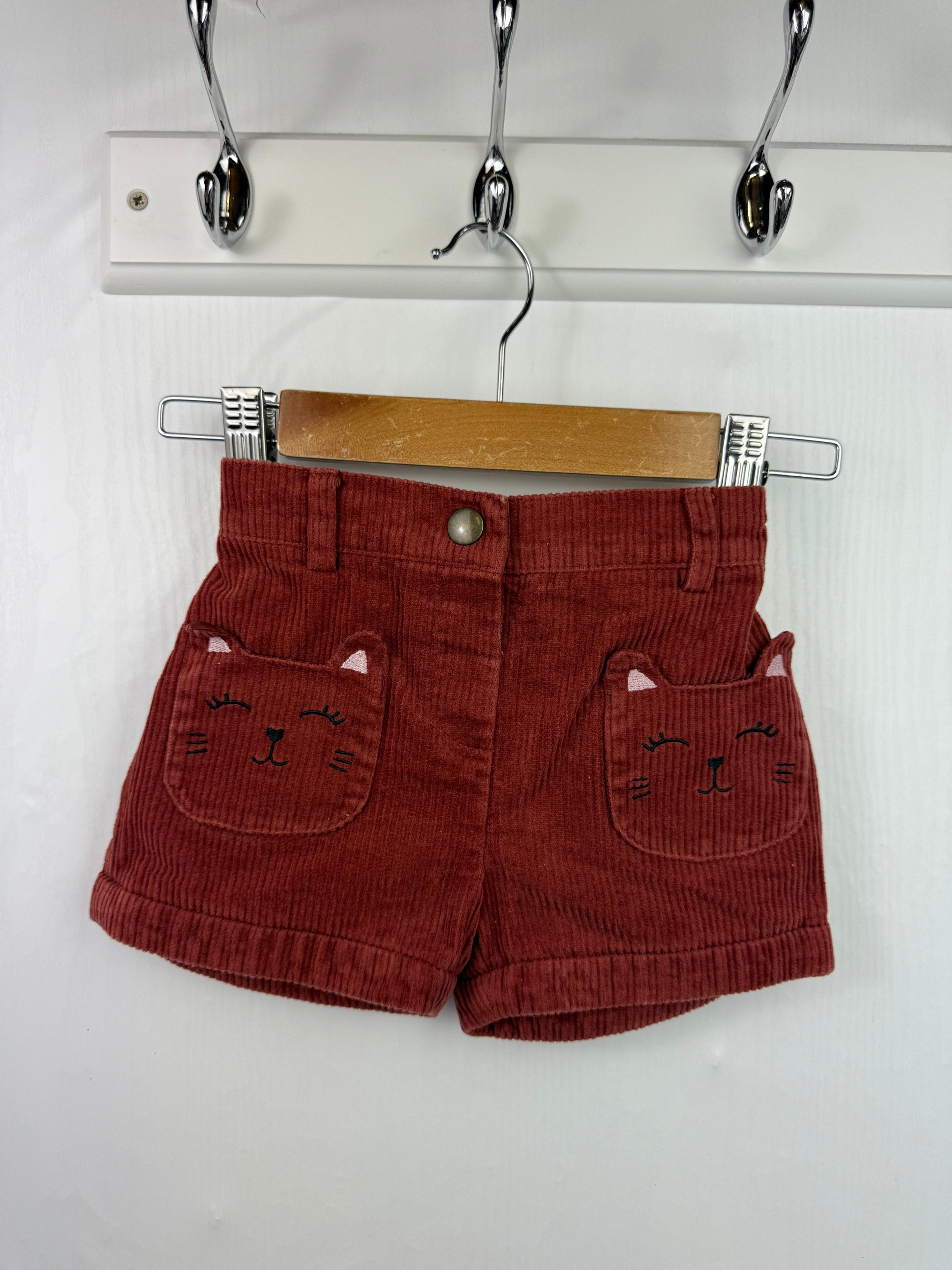 Nutmeg Corduroy Cat Shorts - Girls 18 - 24 Months - Little Ones Preloved. Second Hand Children's & Preloved Baby, Kids, Girls & Boys Clothes. UK online