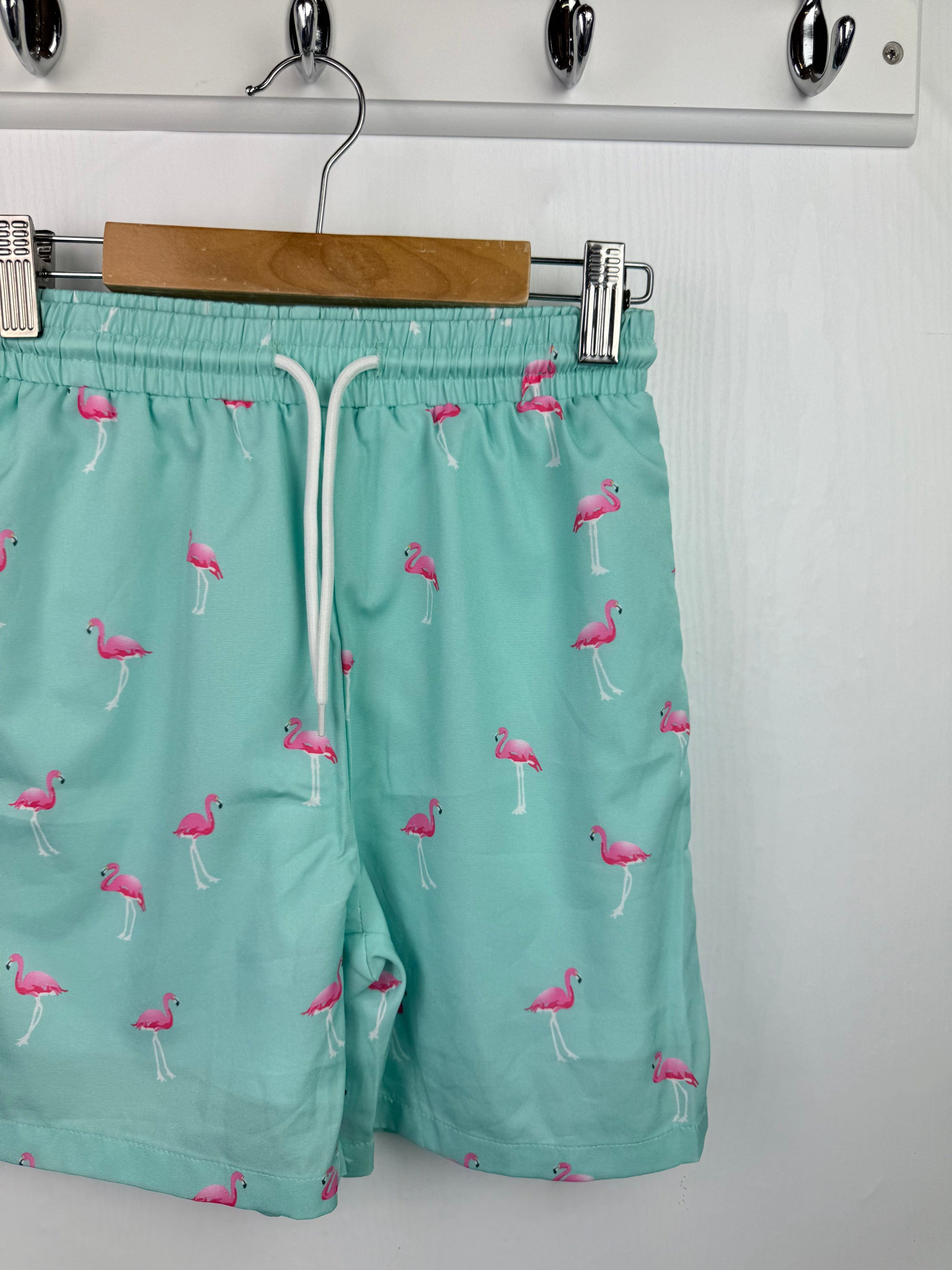 Shein Green Flamingo Shorts - Girls 9 Years - Little Ones Preloved. Second Hand Children's & Preloved Baby, Kids, Girls & Boys Clothes. UK online
