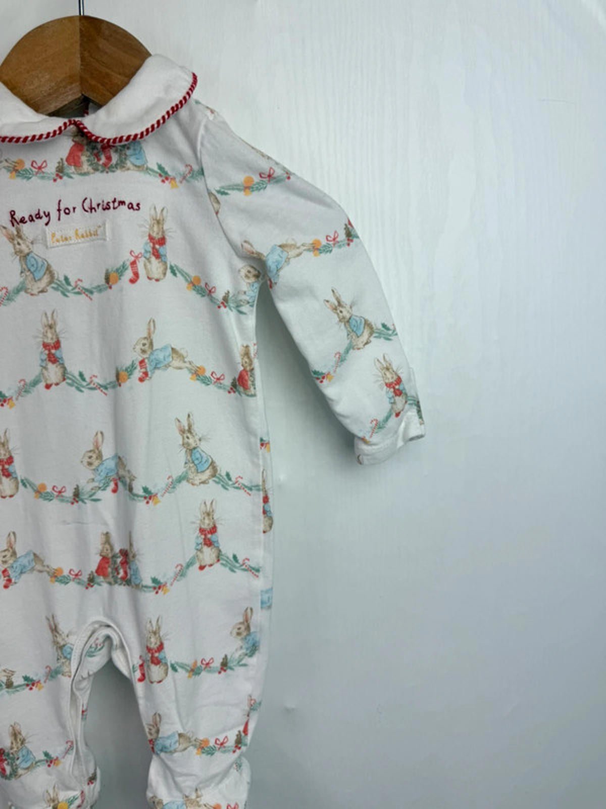 TU Peter Rabbit My First Christmas Sleepsuit - Unisex 0 - 3 Months - Little Ones Preloved. Second Hand Children's & Preloved Baby, Kids, Girls & Boys Clothes. UK online