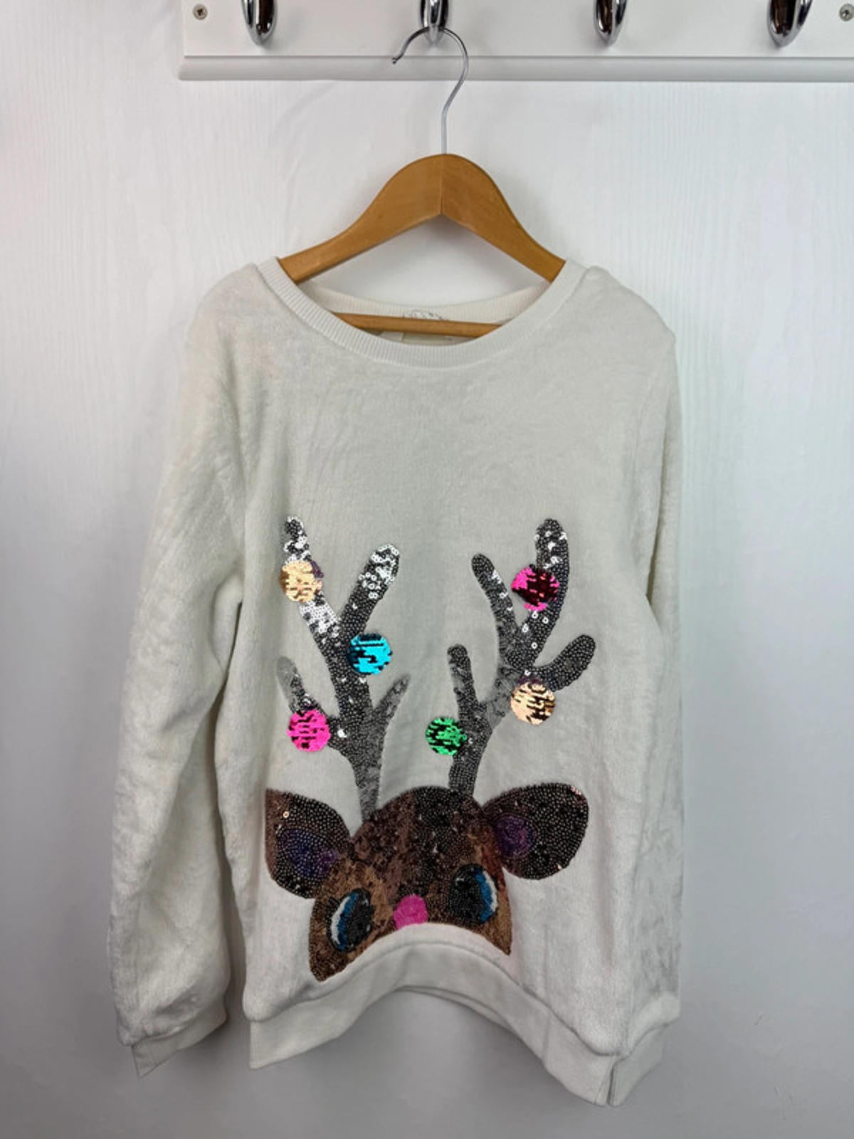 H&M Fluffy Reindeer Jumper - Girls 8-10 Years