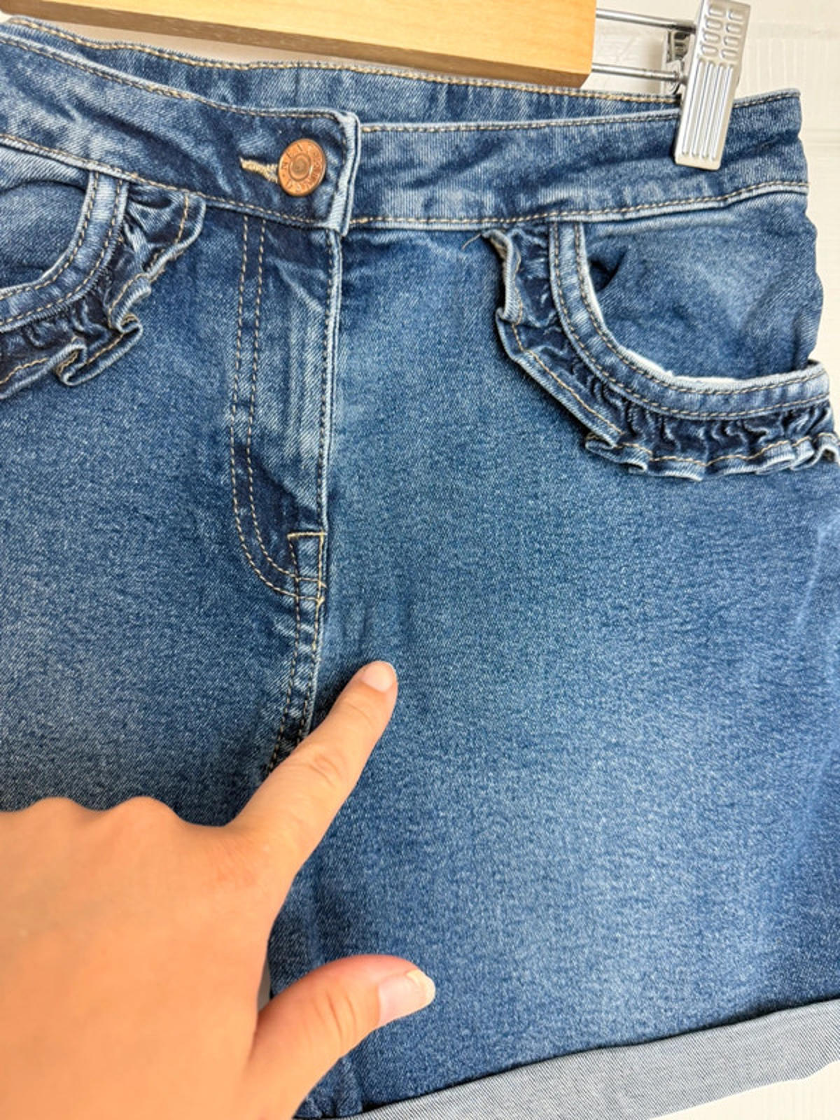Next Blue Denim Ruffle Shorts - Girls 10 Years Little Ones Preloved. Preloved Kids & Children’s Gently Used Clothing. Second Hand Baby, Girls & Boys Clothes. UK Postage