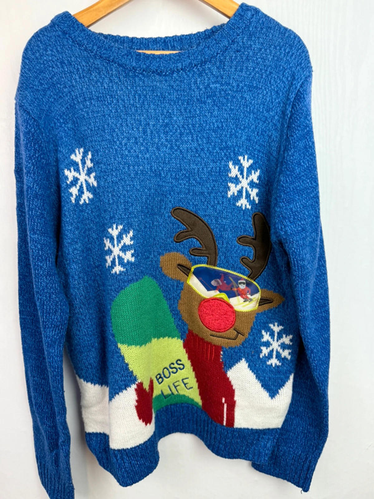 M&S Blue Knit Reindeer Jumper - Boys 10-11 Years