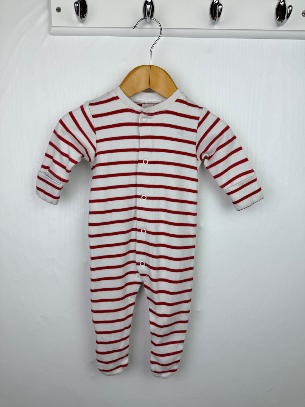 Next Red Striped Sleepsuit - Unisex 0-3 Months