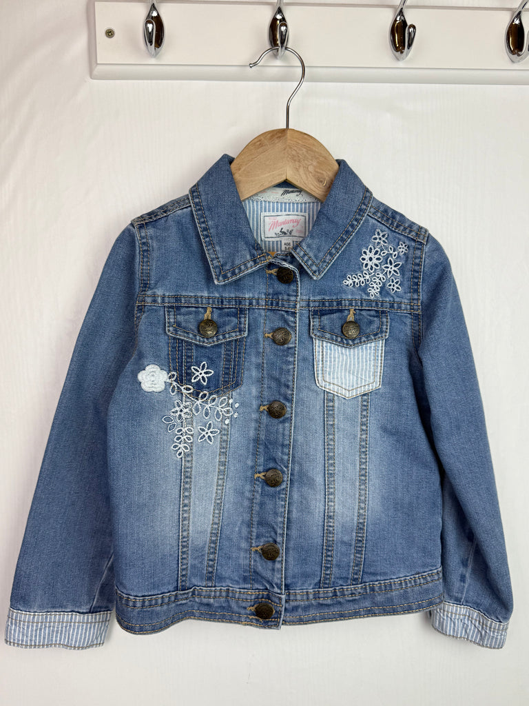 Mantaray Floral Denim Jacket - Girls 5-6 Years Little Ones Preloved Second Hand Baby, Girls & Boys Clothes. UK Postage