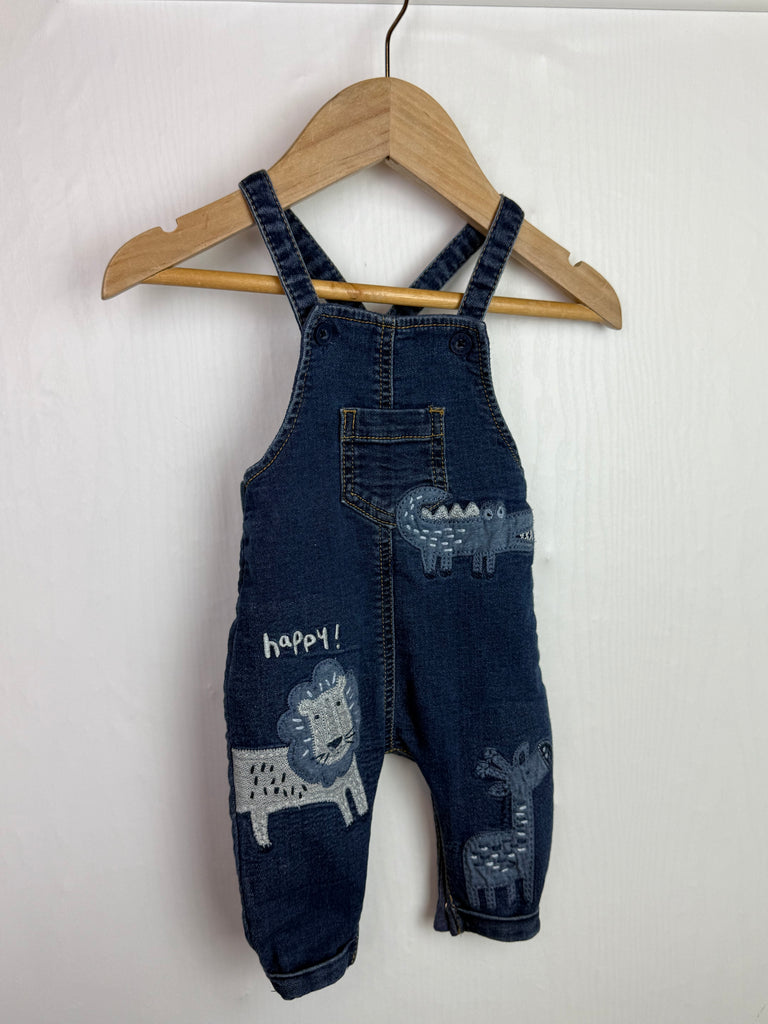Next Denim Animal Dungarees - Boys 0-3 Months Little Ones Preloved Second Hand Baby, Girls & Boys Clothes. UK Postage