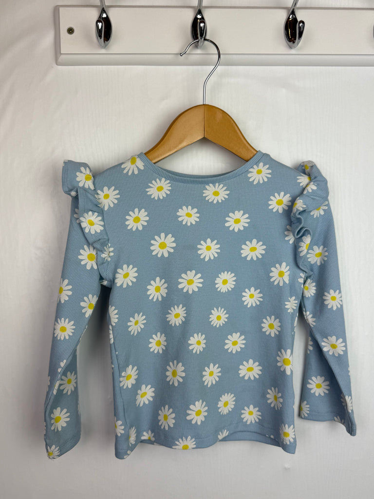 F&F Blue Daisy Top - Girls 3-4 Years Little Ones Preloved Second Hand Baby, Girls & Boys Clothes. UK Postage