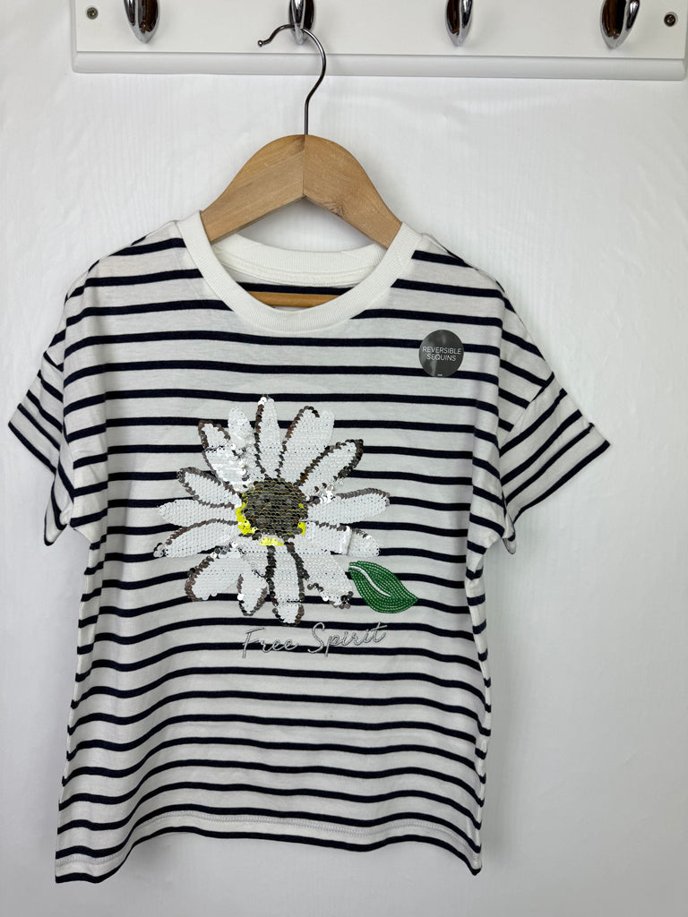 NWOT's M&S Daisy Sequin Top - Girls 7-8 Years Little Ones Preloved Second Hand Baby, Girls & Boys Clothes. UK Postage