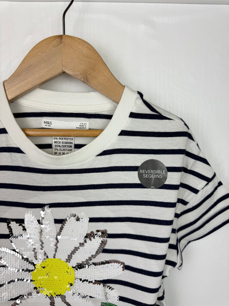 NWOT's M&S Daisy Sequin Top - Girls 7-8 Years Little Ones Preloved Second Hand Baby, Girls & Boys Clothes. UK Postage