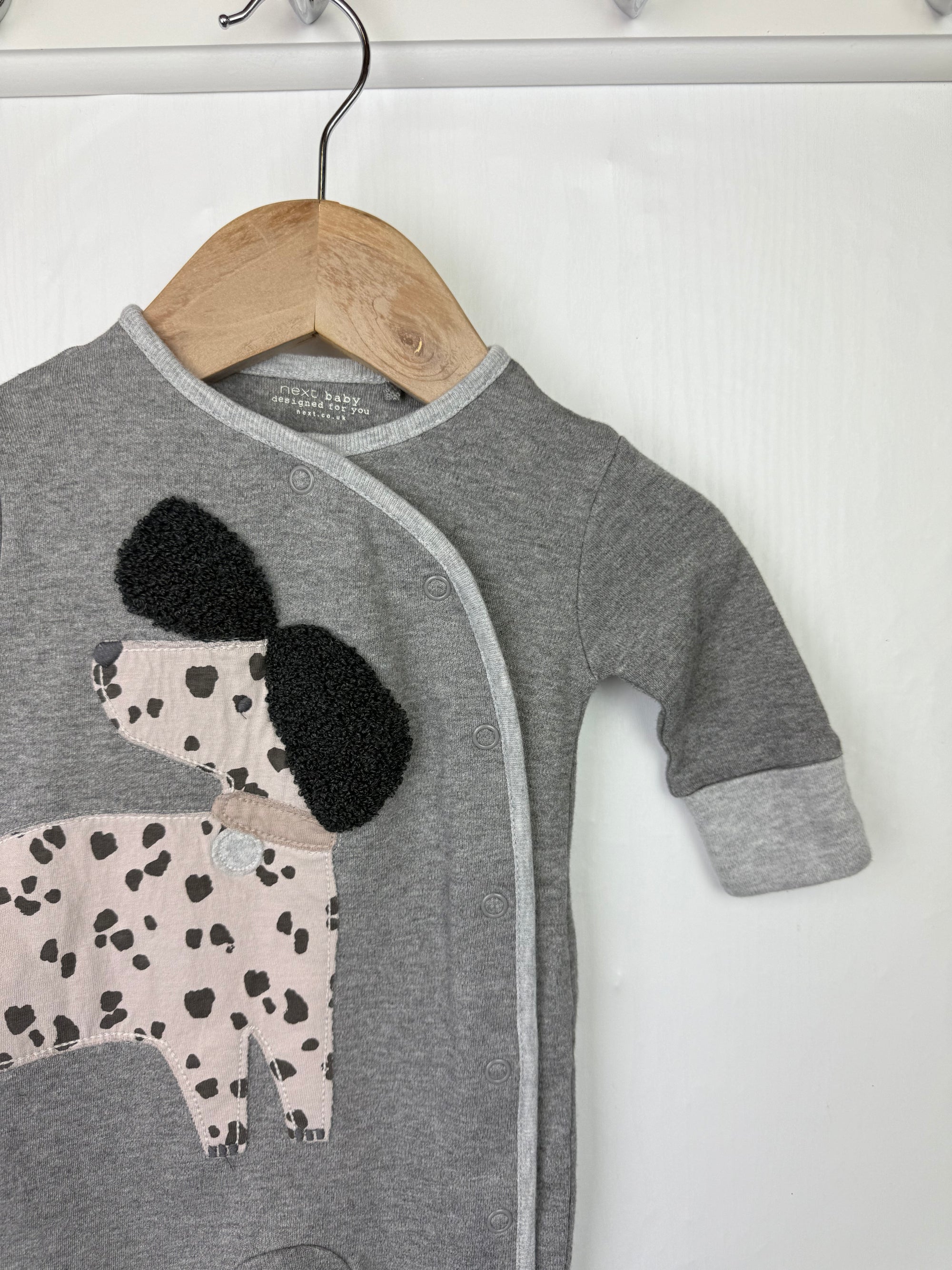 Next Grey Spotty Dog Sleepsuit - Unisex 0-1 Month