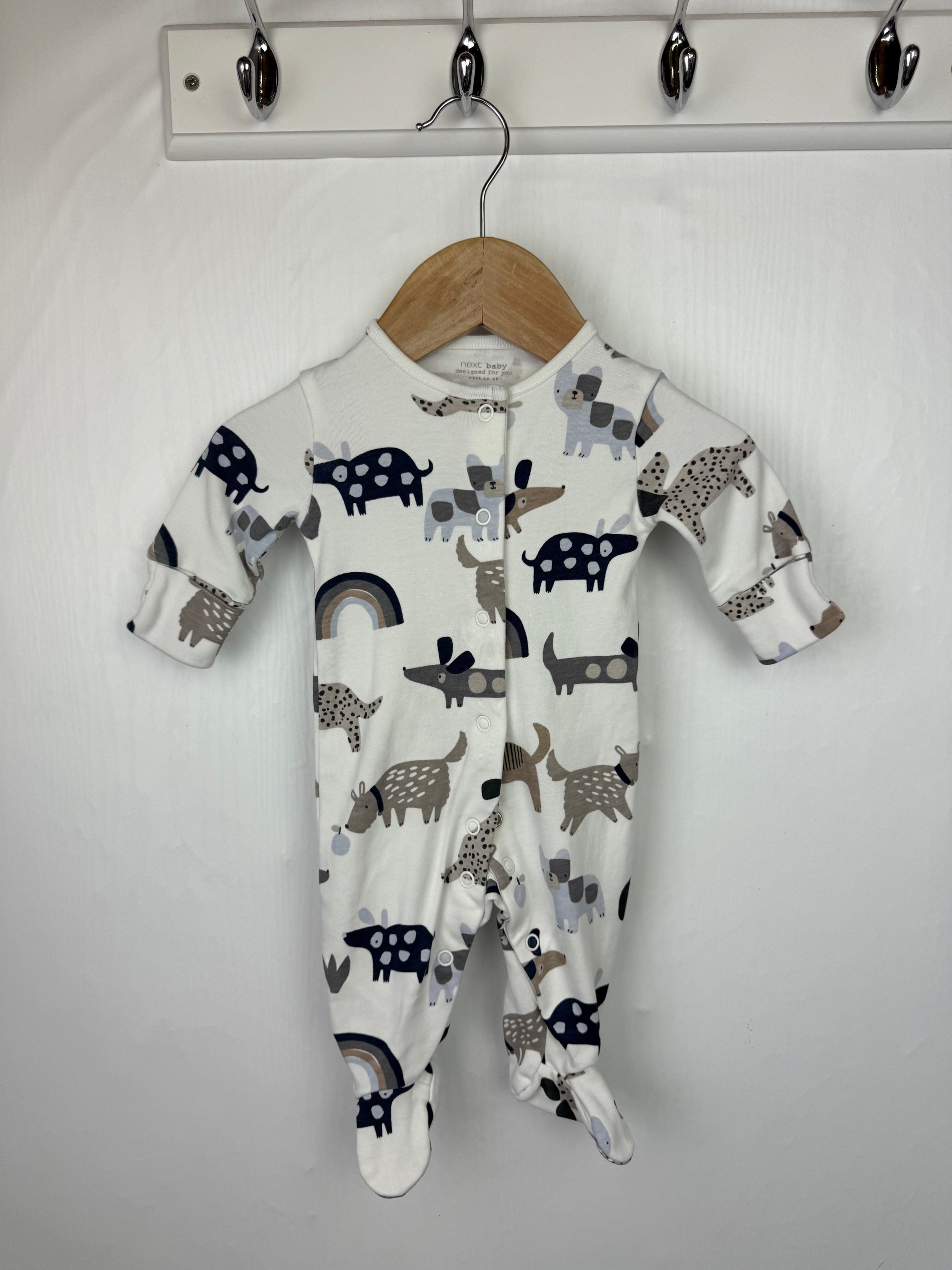 Next Cream Dog Sleepsuit - Unisex 0-1 Month