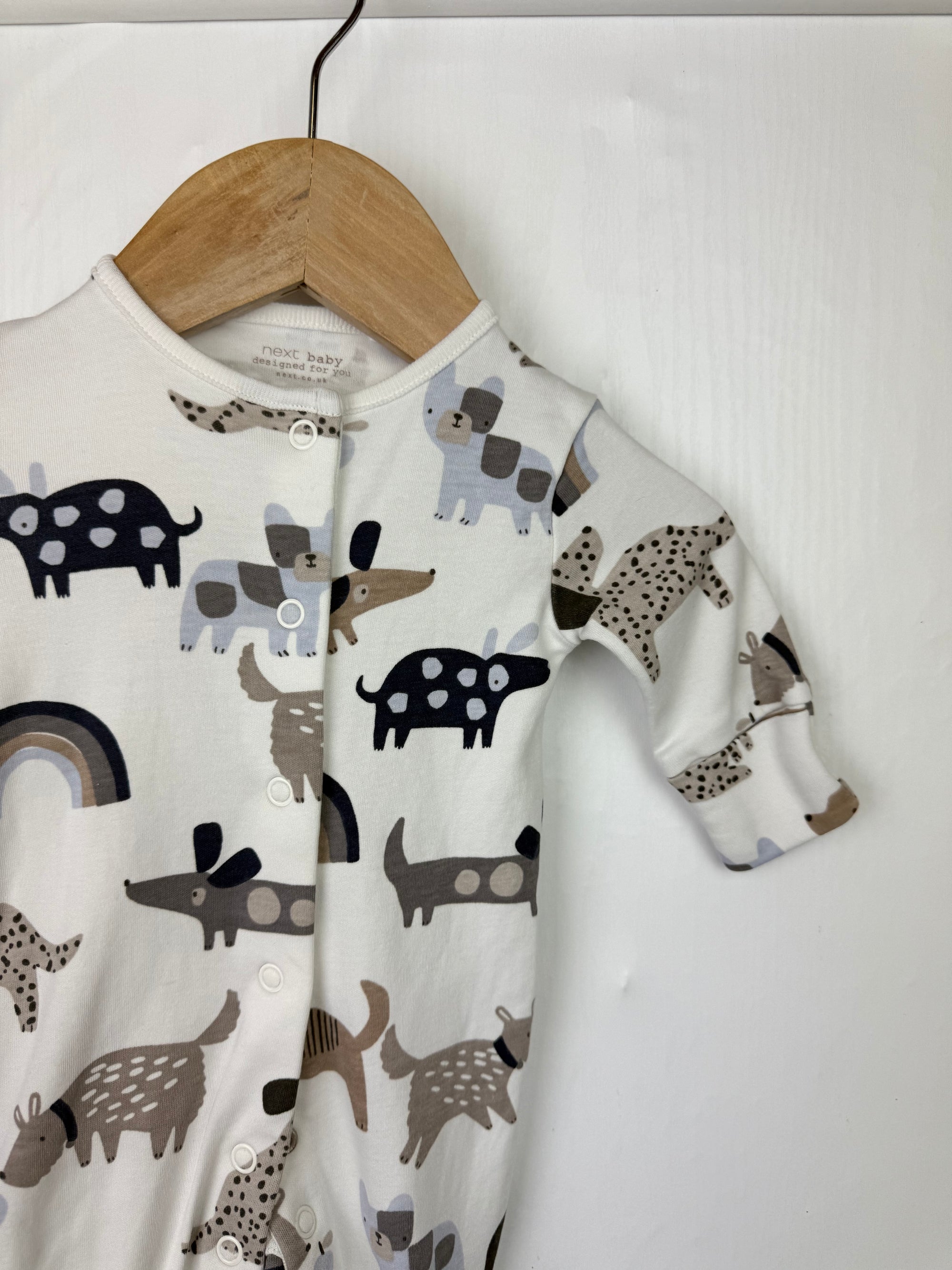 Next Cream Dog Sleepsuit - Unisex 0-1 Month