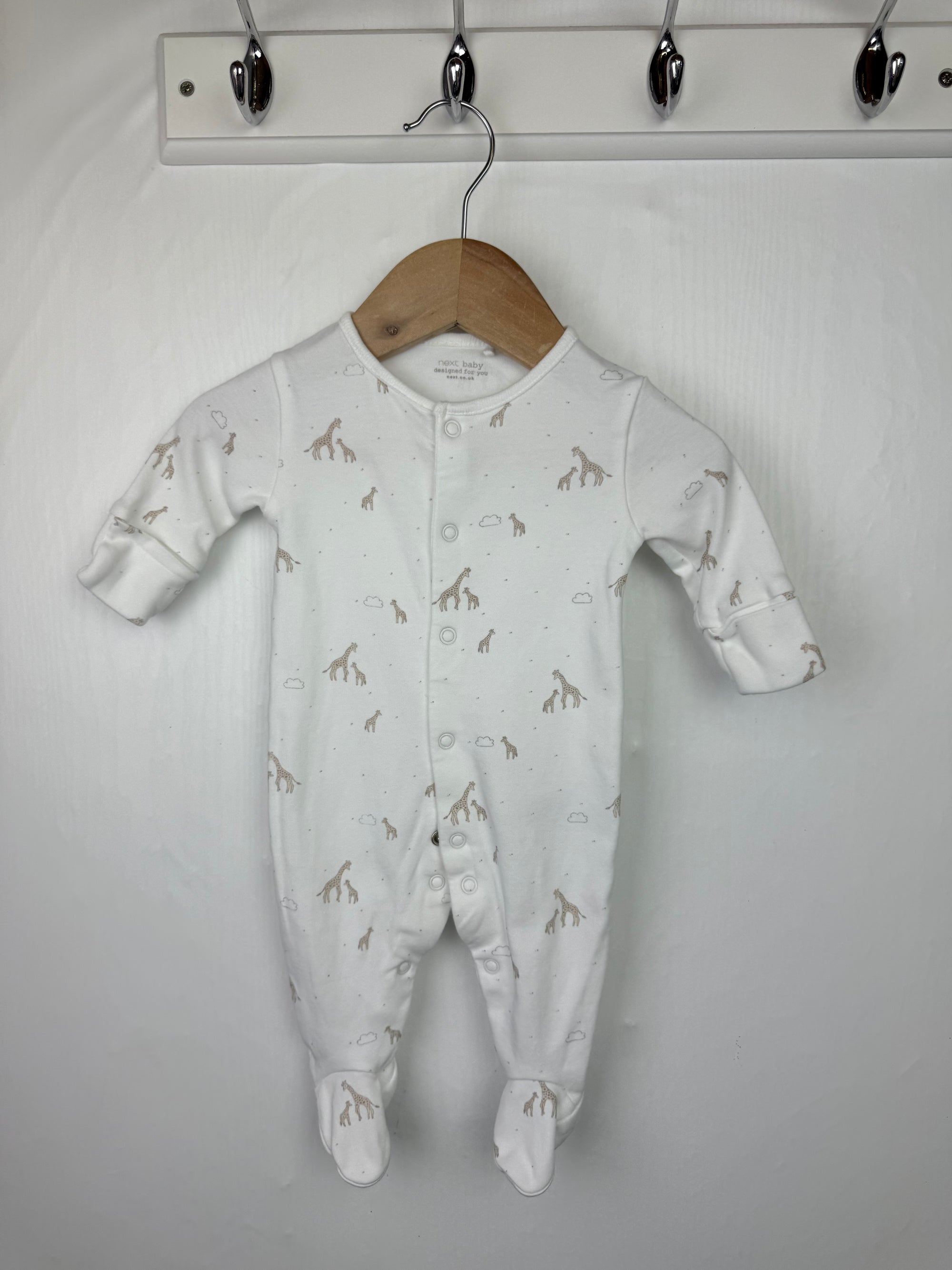 Next White Giraffe Sleepsuit - Unisex 0-1 Months