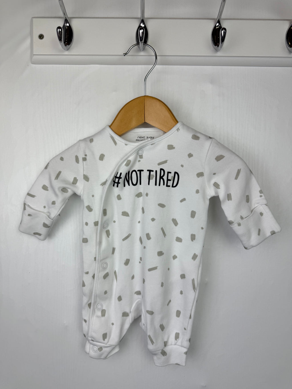Next 'Not Tired' Romper - Unisex Newborn Little Ones Preloved. Preloved Kids & Children’s Gently Used Clothing. Second Hand Baby, Girls & Boys Clothes. UK Postage