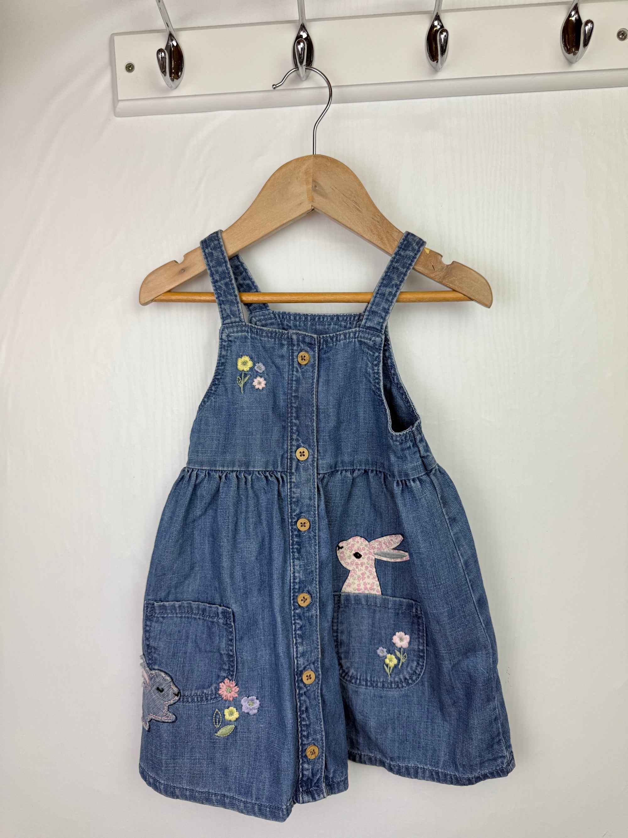 F&F Denim Bunny Dress - Girls 18-24 Months