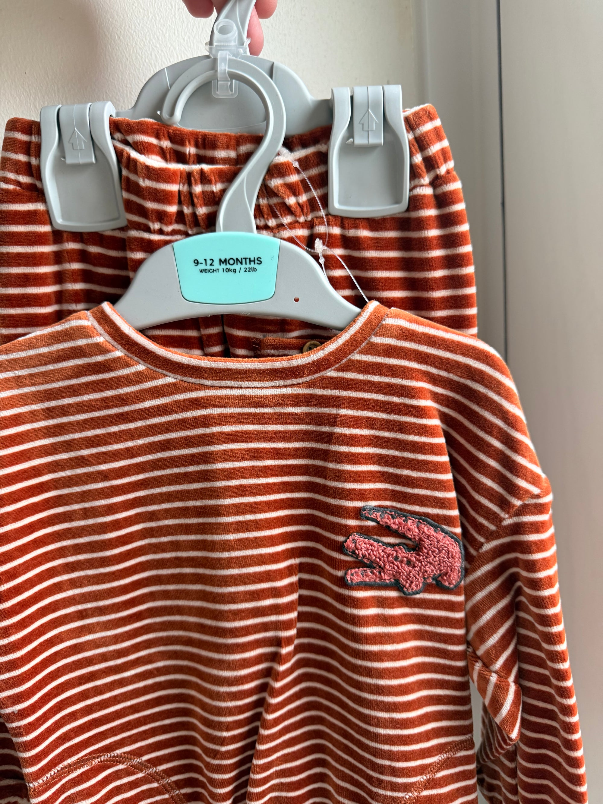 NEW Ex M*S Crocodile Velour Outfit - Baby Boys 9-12 Months