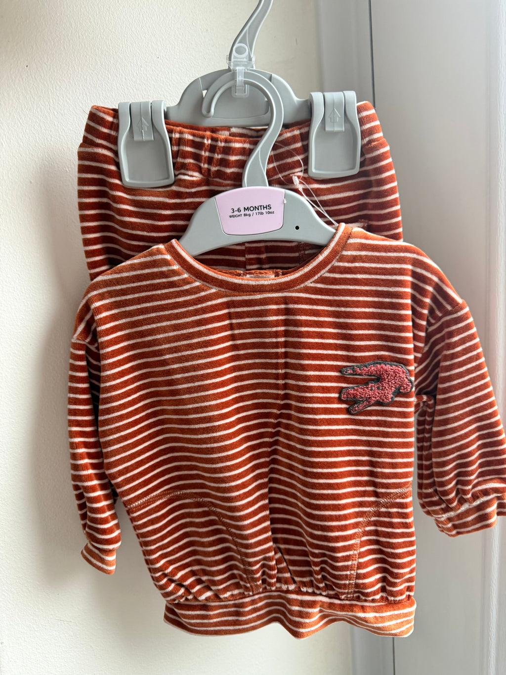 NEW Ex M*S Crocodile Velour Outfit - Baby Boys 3-6 Months