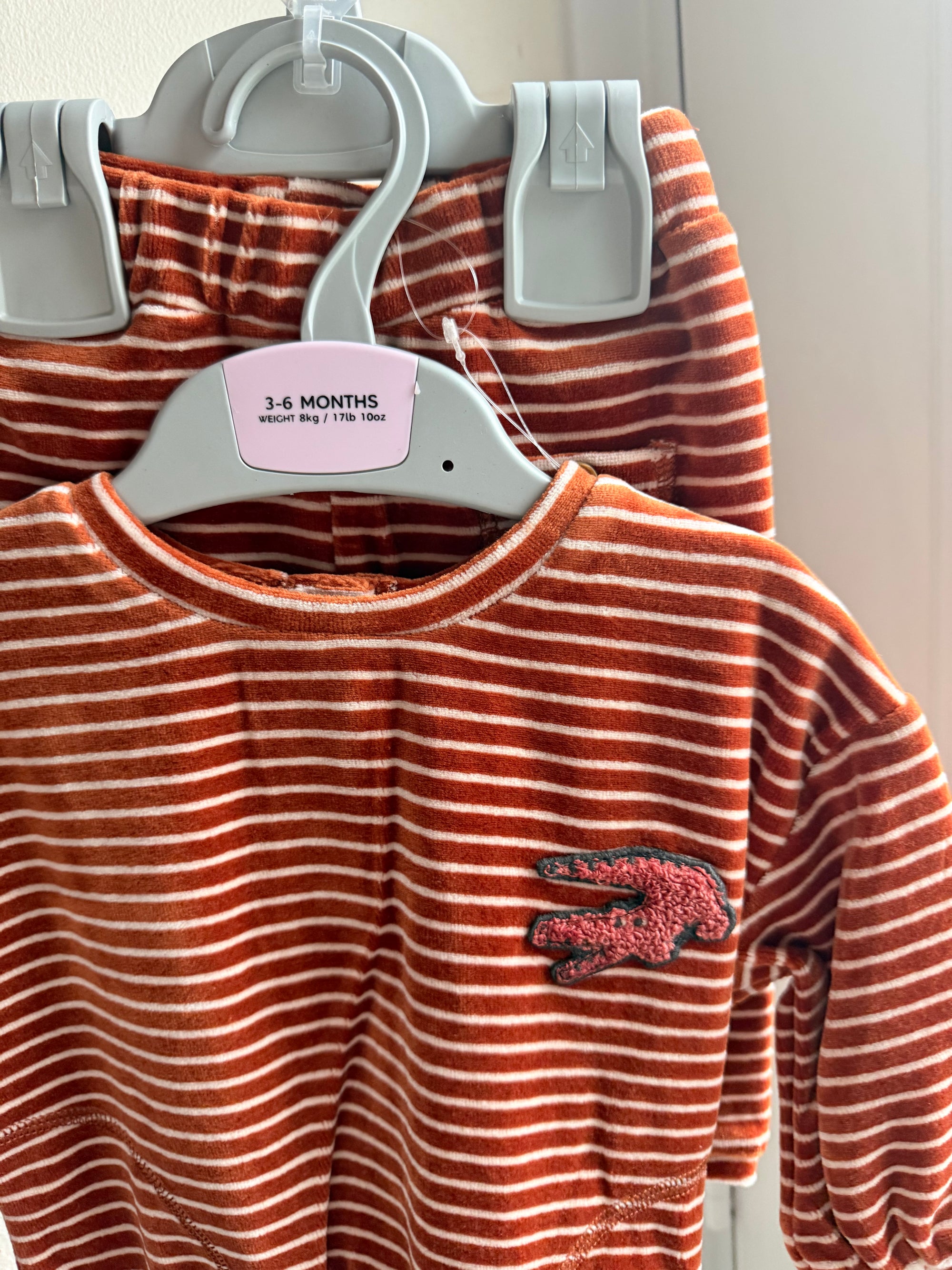 NEW Ex M*S Crocodile Velour Outfit - Baby Boys 3-6 Months