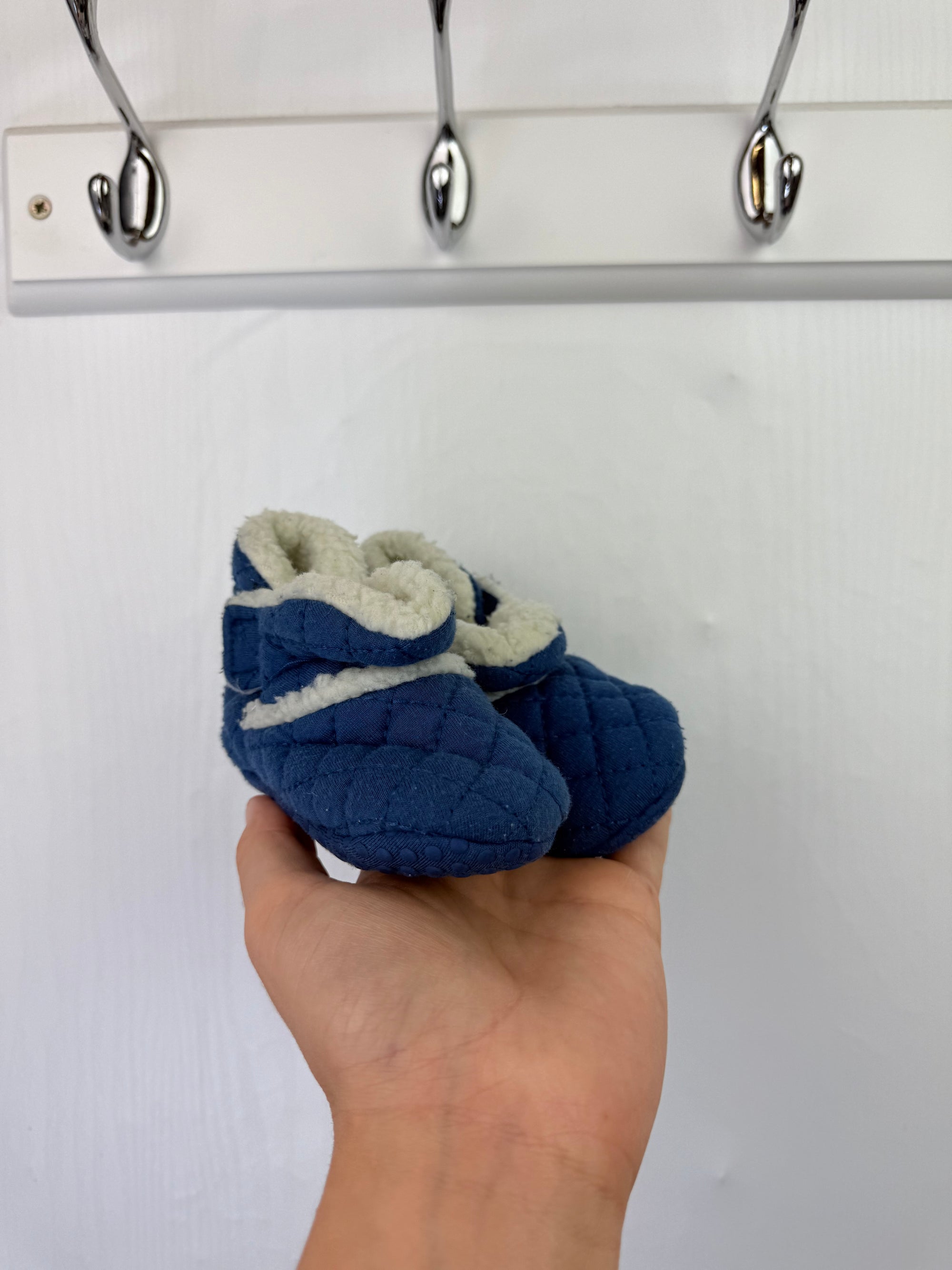 TU Blue Quilted Booties - Boys 6-9 Months