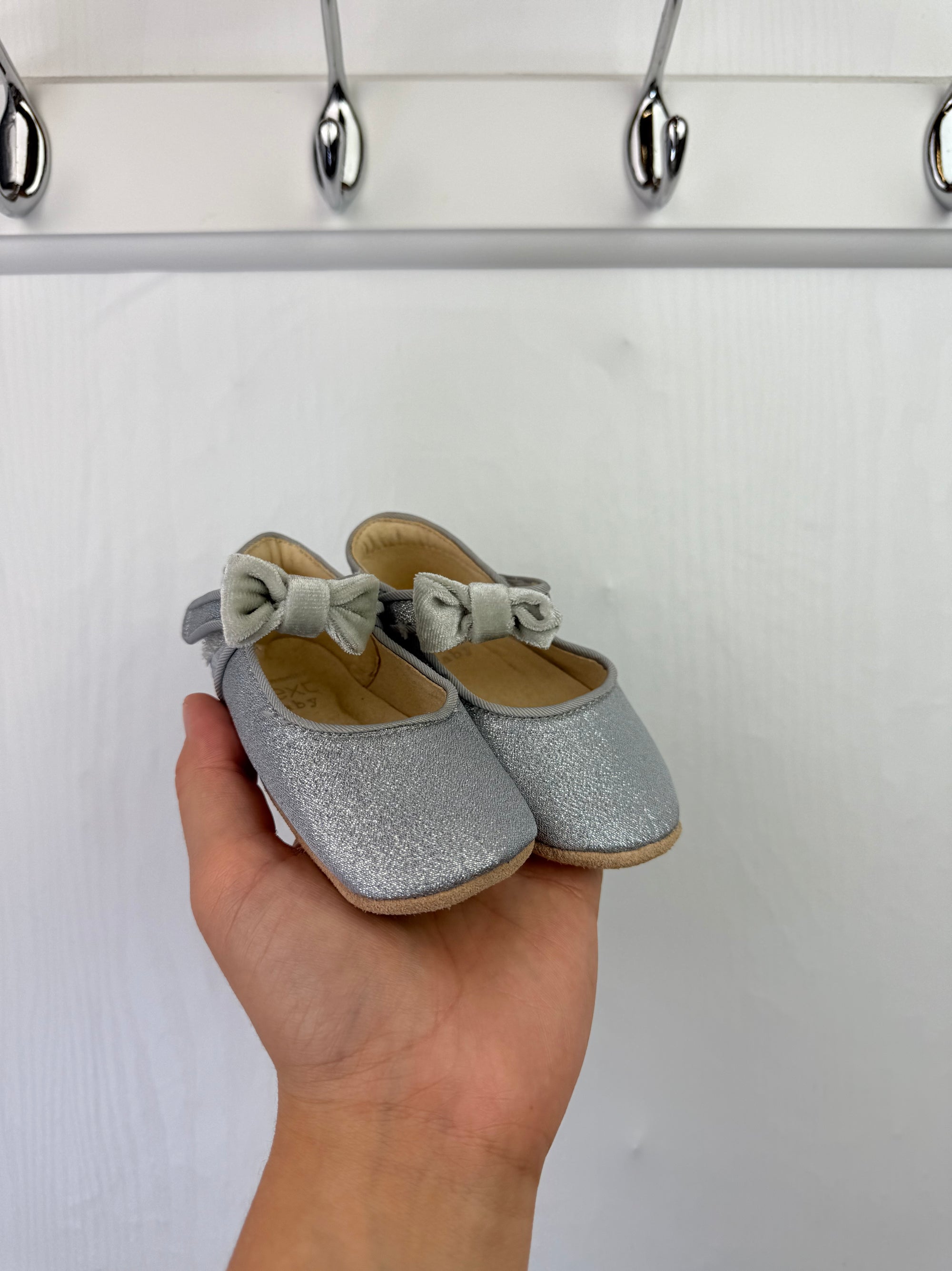 Next Silver Glitter Pram Shoes - Girls 12-18 Months