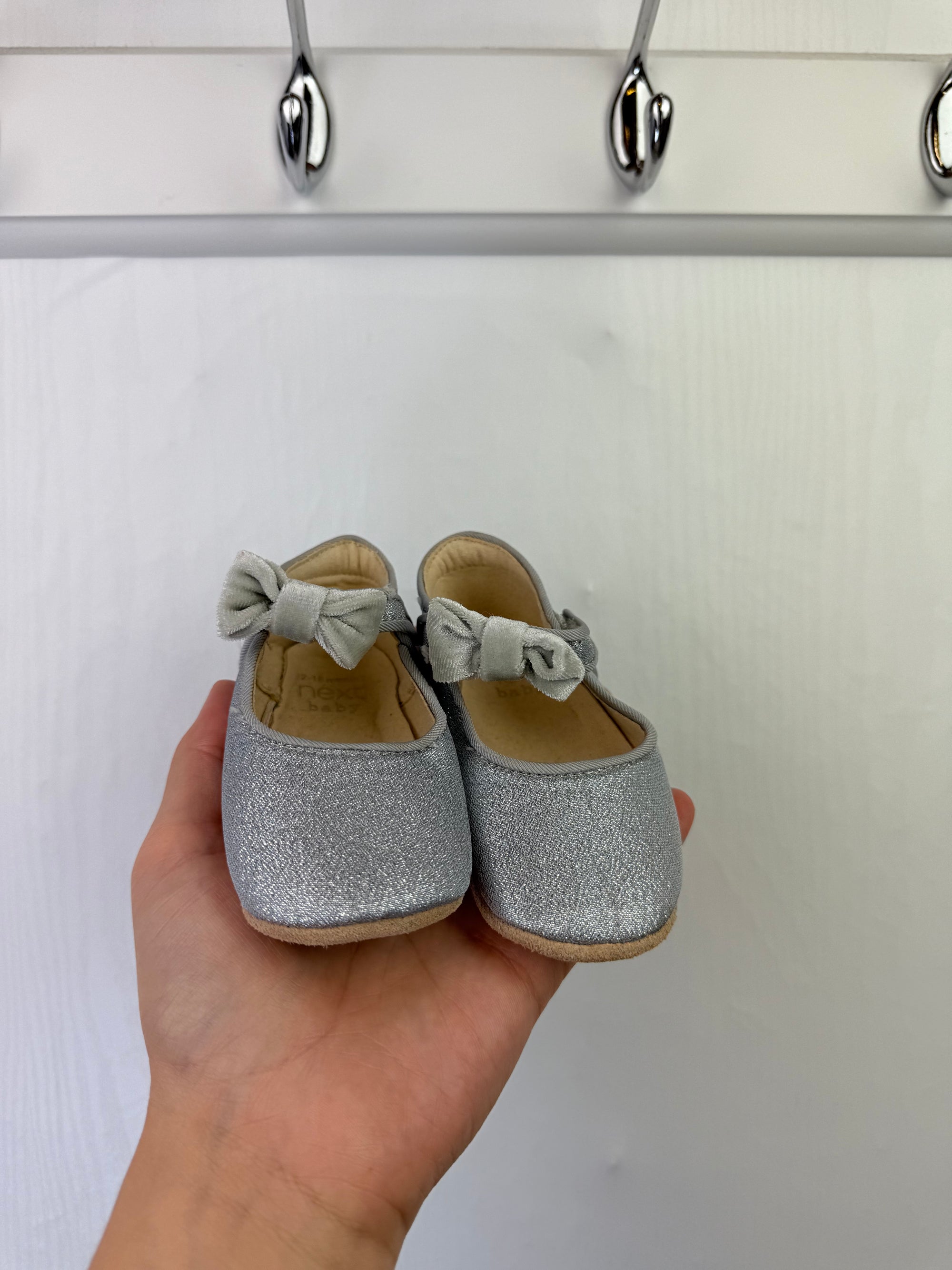 Next Silver Glitter Pram Shoes - Girls 12-18 Months