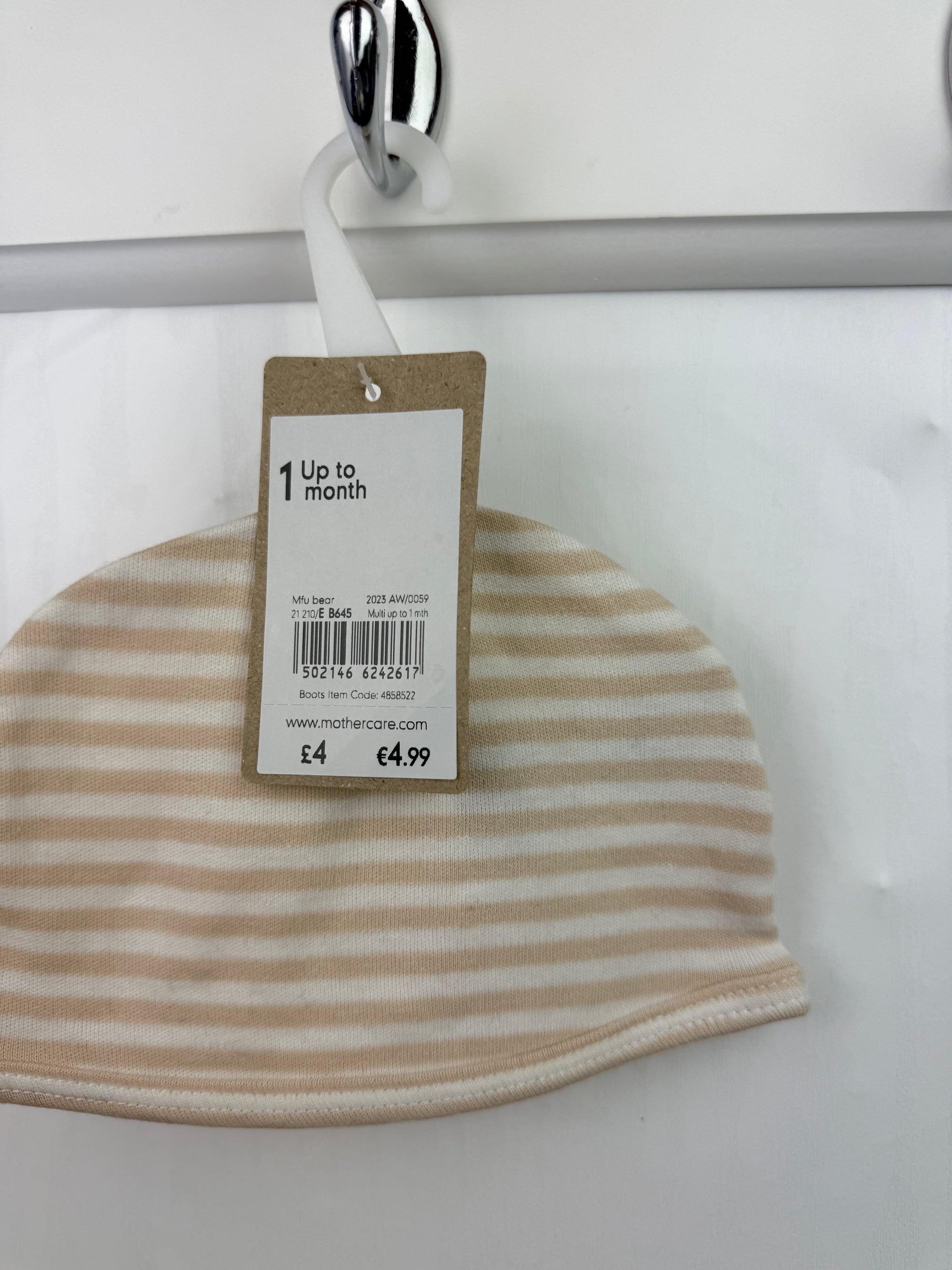 NEW Mothercare Striped Hat - Unisex 0-1 Month