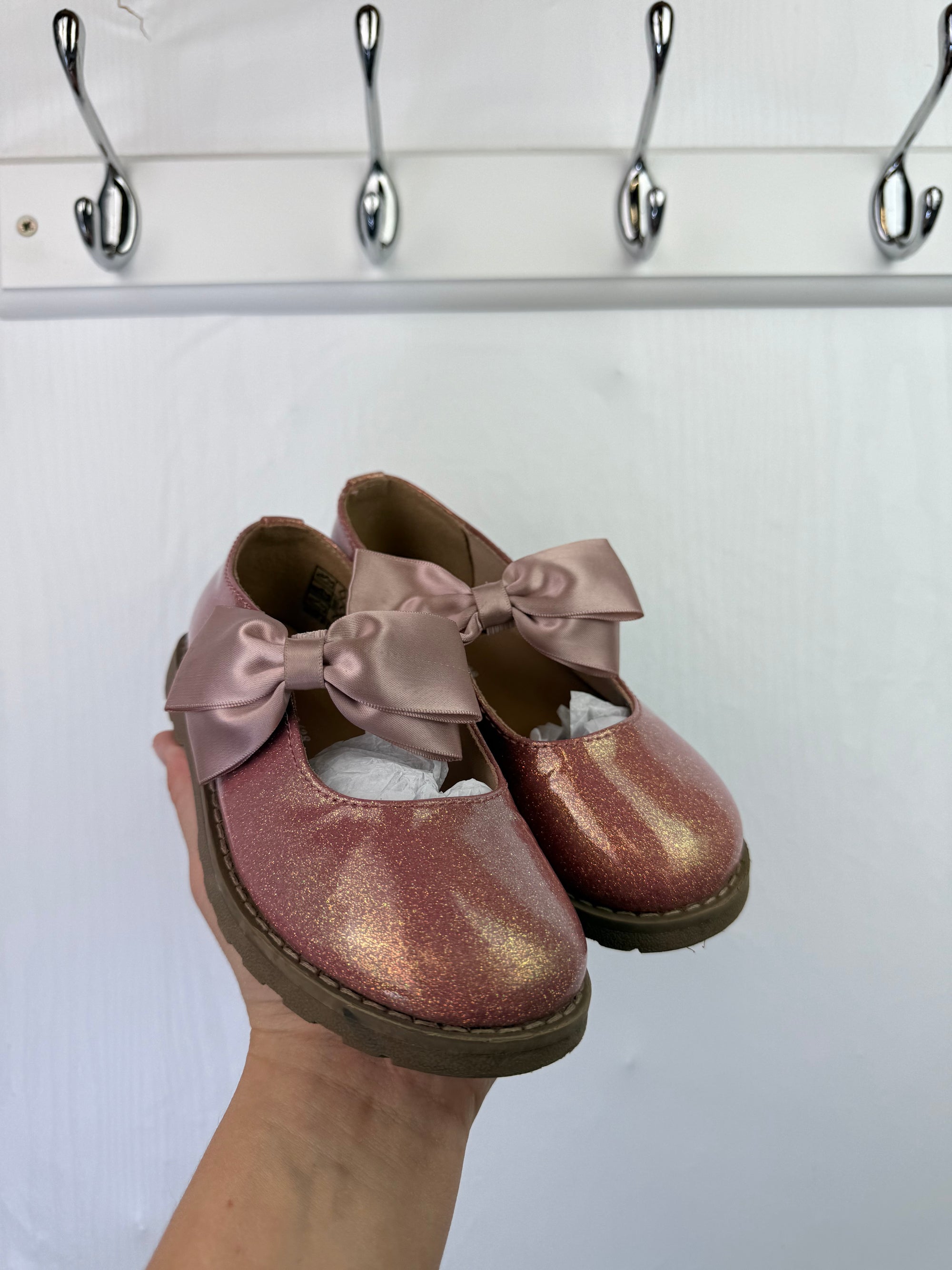 Pink Sparkly Mary Jane Shoes - Girls UK Size 10